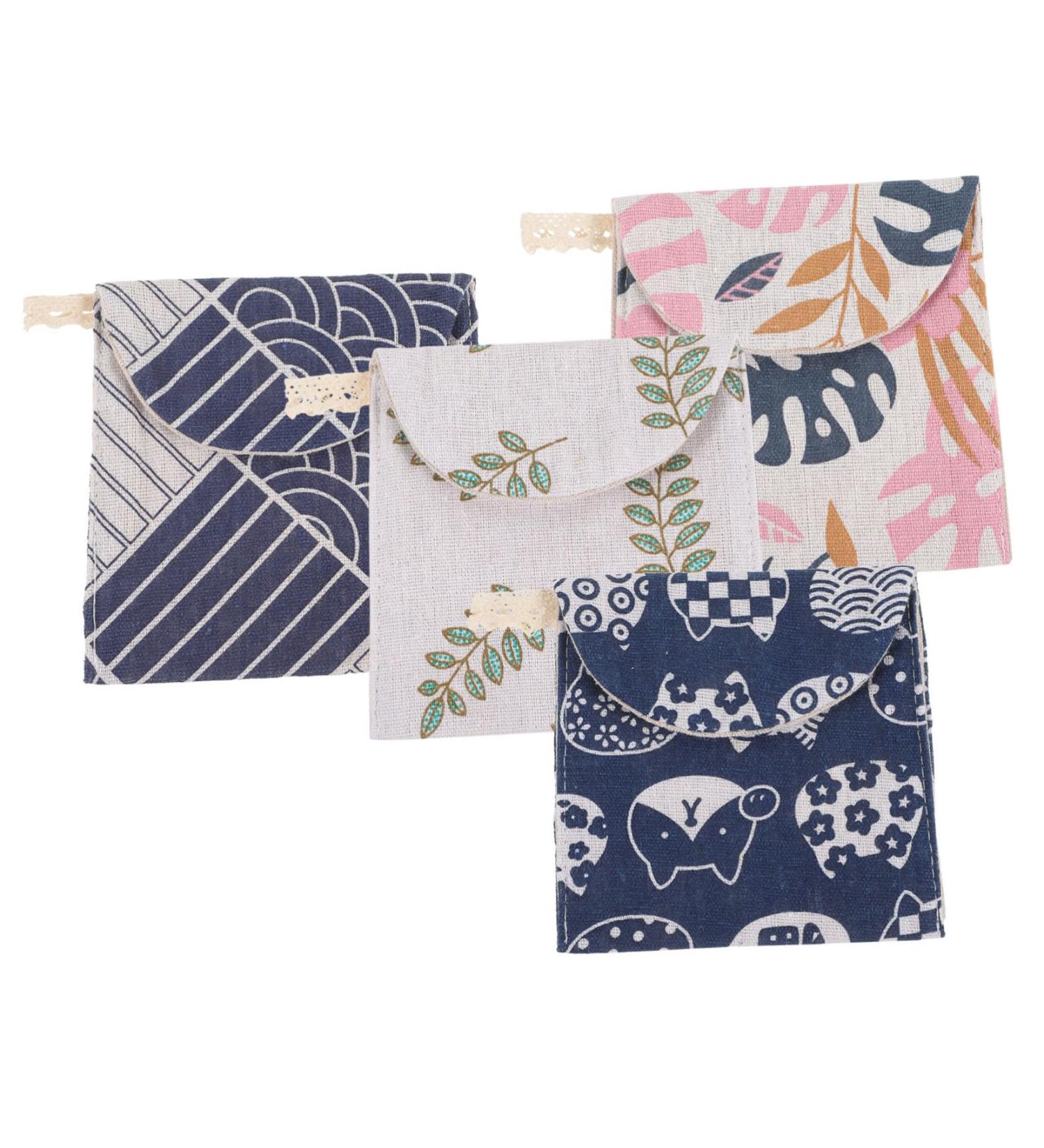 FOMIYES Tampon Organizer 4pcs - Menstrual Pad & Tampon Holder | Cute Monstera Leaves Design | Bathroom & Travel Storage Bag - Buy Online on SooperMarket.com
