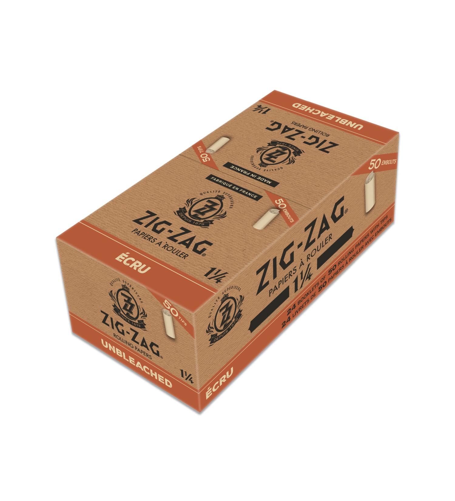 Zig-Zag - Unbleached Paper and Unbleached Tips COMBO 50 Papers and Tips in each pack Carton 24 units Size 1 1/4 100% Natural Gum Arabic No Bleach Authentic Made in France Qualit Sup rieure Since 1879 - Buy Online on SooperMarket.com