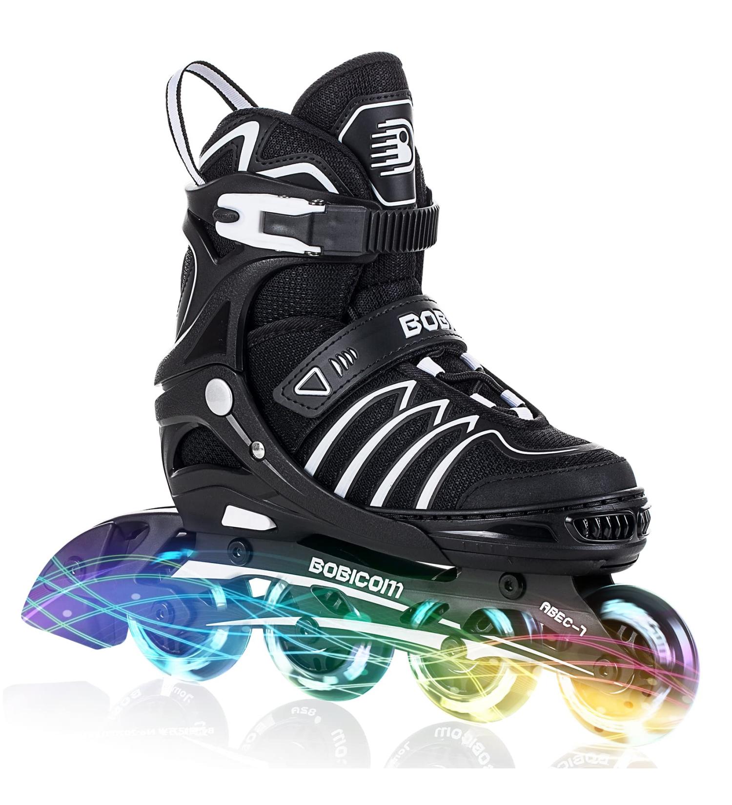 Adjustable Full Light Up Wheels Inline Skates for Kids & Adults - Black - Buy Online on SooperMarket.com
