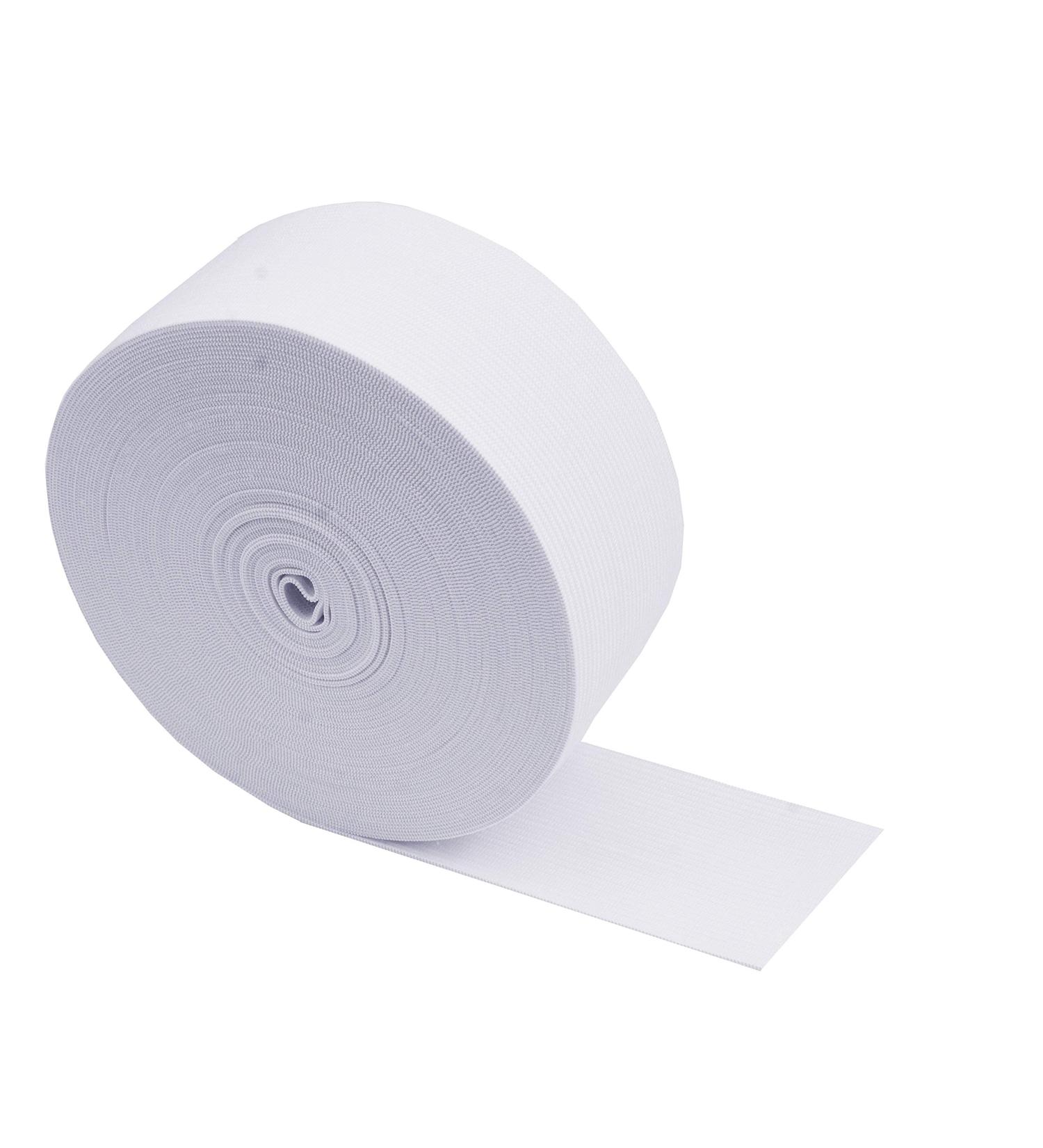 Mandala Crafts White Knit Elastic Band - 2 Inches 25 Yards - Flat Stretch Strap Spool for Waistbands - Sewing Elastic - Buy Online on SooperMarket.com