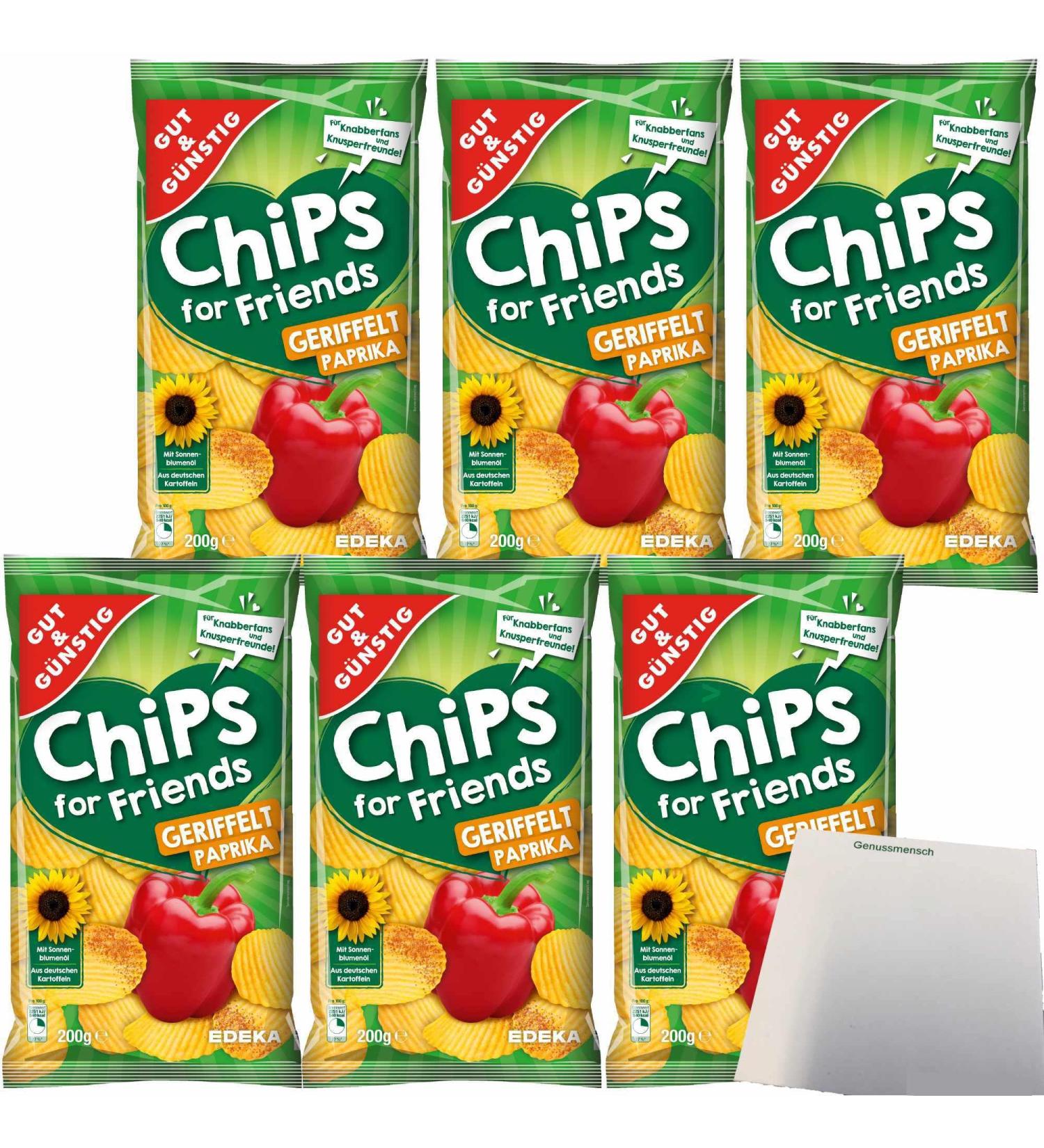 Buy Gut&G ntig Paprika Chips for Friends - 6-Pack Ribbed Potato Chips (6x200g) | International Shipping Available - Buy Online on SooperMarket.com