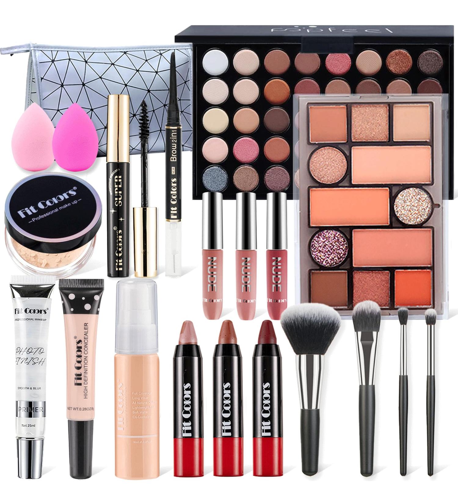 All in one Makeup Set Full Makeup Kit with Makeup Bag Portable 40Color Eyeshadow Palette Face Primer Foundation Make up Concealer Eyeliner Stamp Mascara Lip Gloss Make-up Set Travel - Buy Online on SooperMarket.com