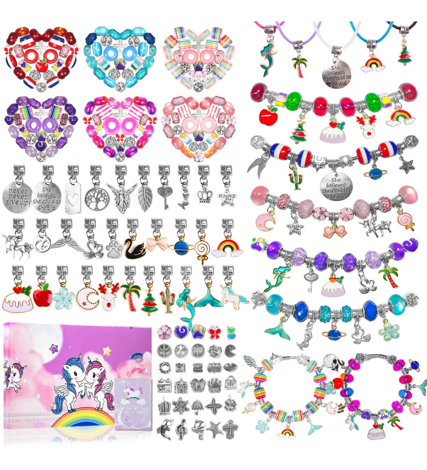 150 PCS Large Charm Bracelet Making Kit for Girls Ages 8-12 | Unicorn Mermaid DIY Jewelry Supplies | Arts and Crafts Gift Set for Teenage Girls - Buy Online on SooperMarket.com