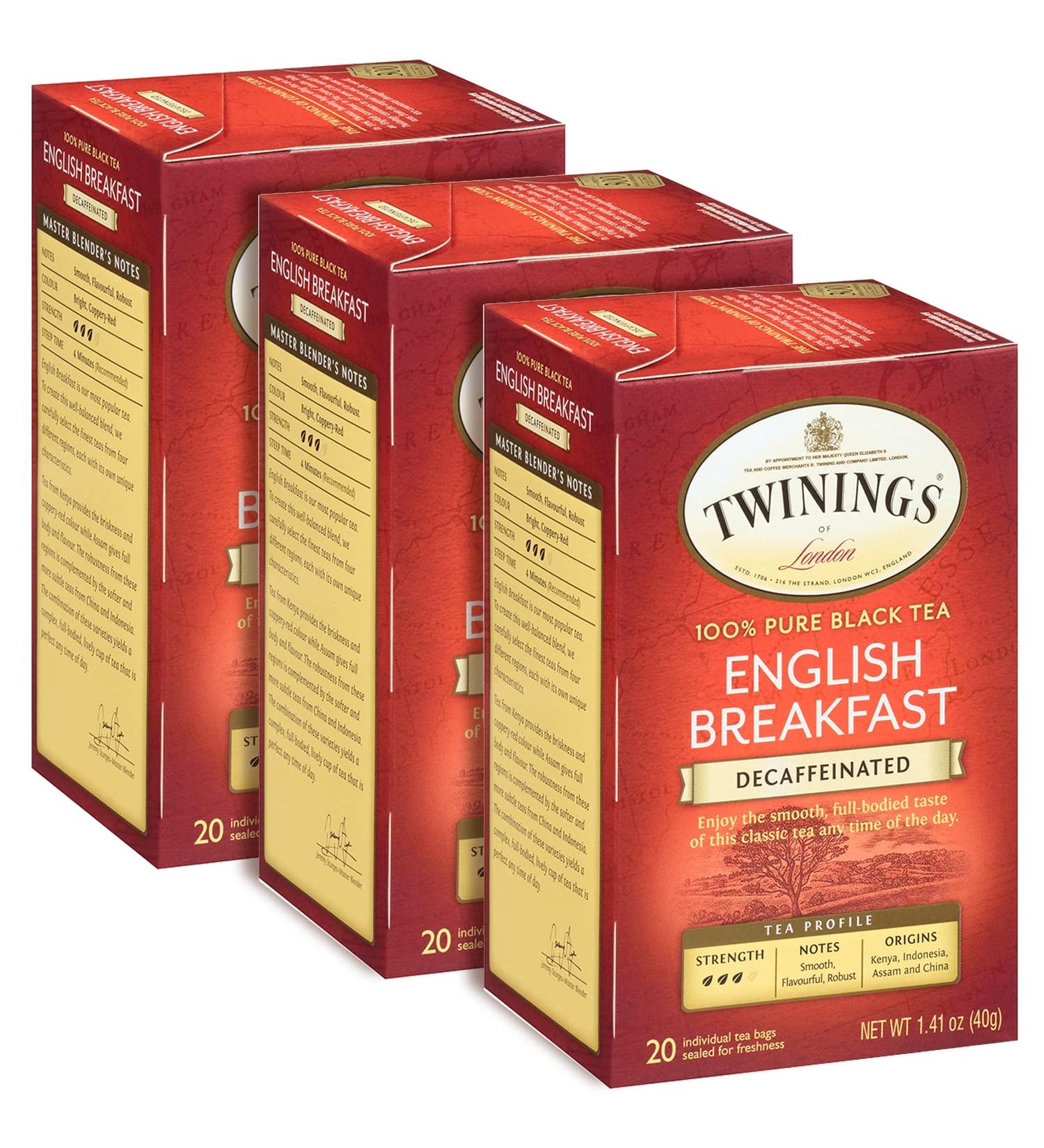 Buy Twinings Decaffeinated English Breakfast Tea - 60 Bags (3 Pack) | Best Quality & Flavor - Buy Online on SooperMarket.com
