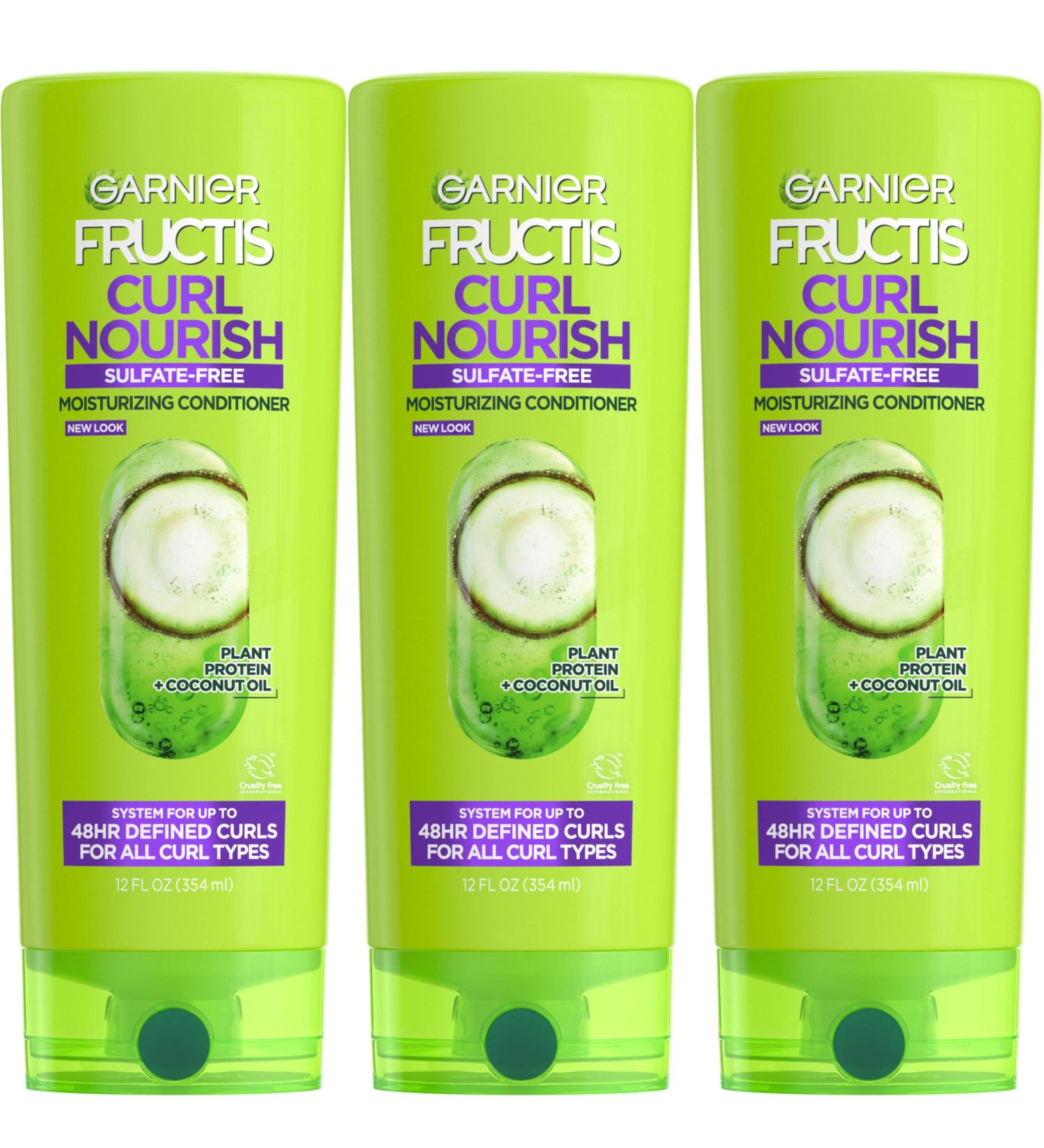 Garnier Fructis Curl Nourish Sulfate-Free Conditioner 12 Fl Oz - Pack of 3 | Moisturizing & Nourishing Formula for Curly Hair - Buy Online on SooperMarket.com