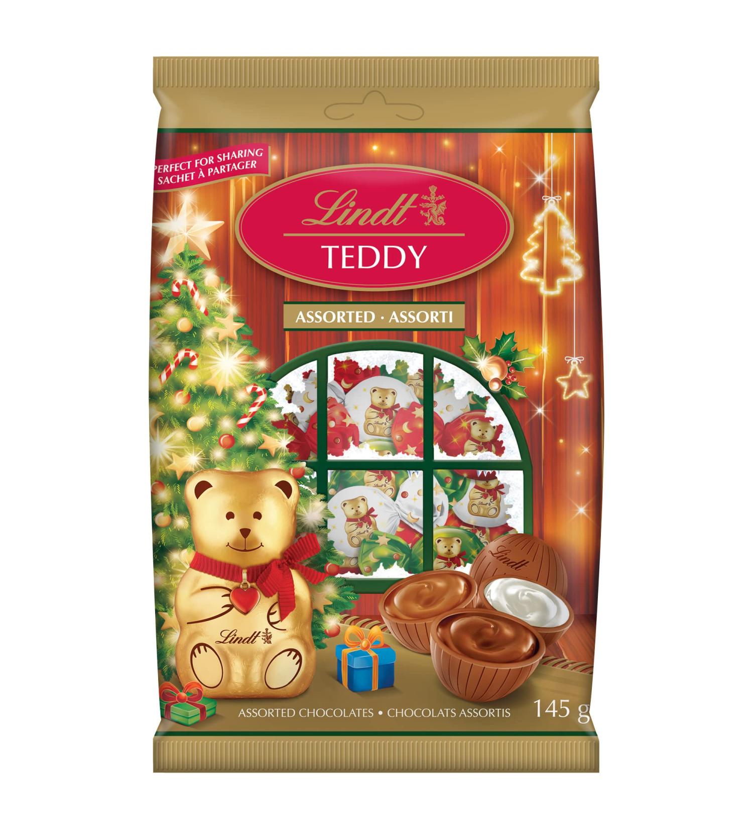 LINDT TEDDY Assorted Milk Chocolates 145 Grams Christmas Chocolate & Candy & Stocking Stuffers Bag contains Solid Milk Chocolate Hazelnut Cream & Double Milk Chocolates with Smooth Chocolate Centres Individually Wrapped Chocolate Assorted 145g - Buy Online on SooperMarket.com