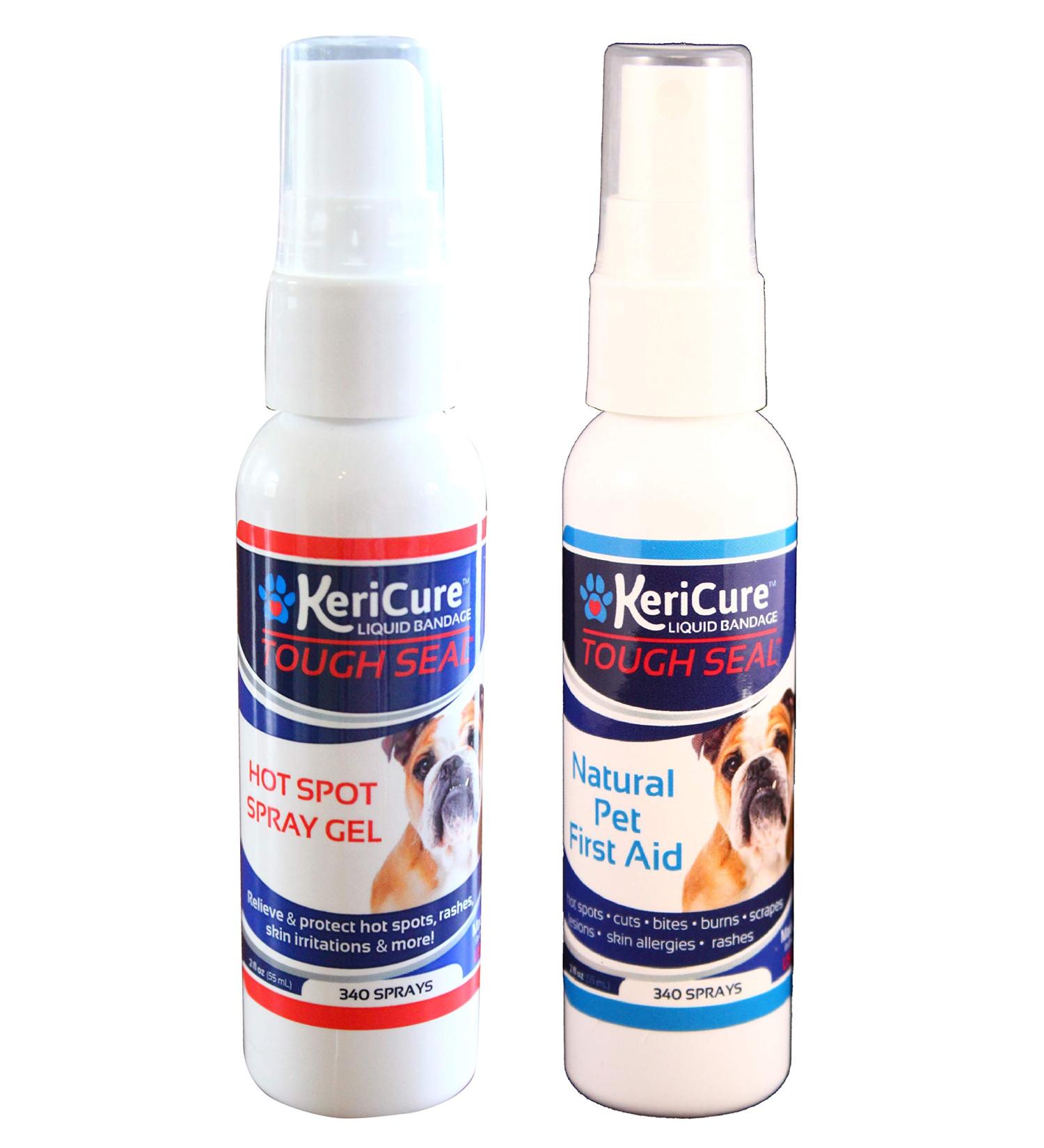 KeriCure Tough Seal Liquid Bandage and Hot Spot Spray Combo 2 Pack Small Animal Dog Cat Pet Spray on Liquid Bandage and Soothing Hot Spot Gel Spray Each 2oz Spray Bottles Soothe Protect & Heal - Buy Online on SooperMarket.com