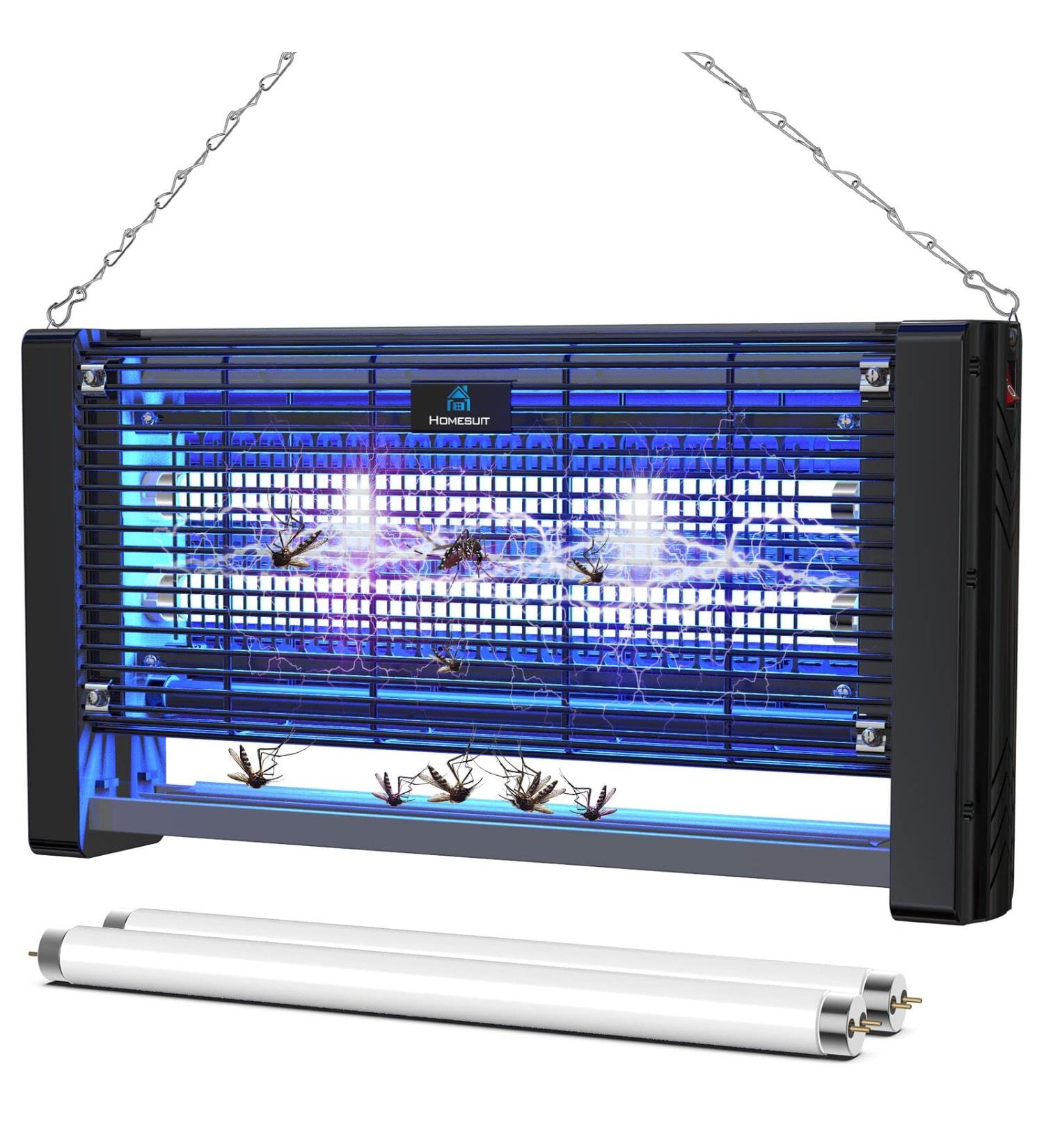 Homesuit Indoor Bug Zapper 20W Electric Mosquito Moth Wasp Insect Fly Trap Light | 3000V Powerful Bug Lamp for Home & Office | Includes 2 Replacement Bulbs - Black - Buy Online on SooperMarket.com