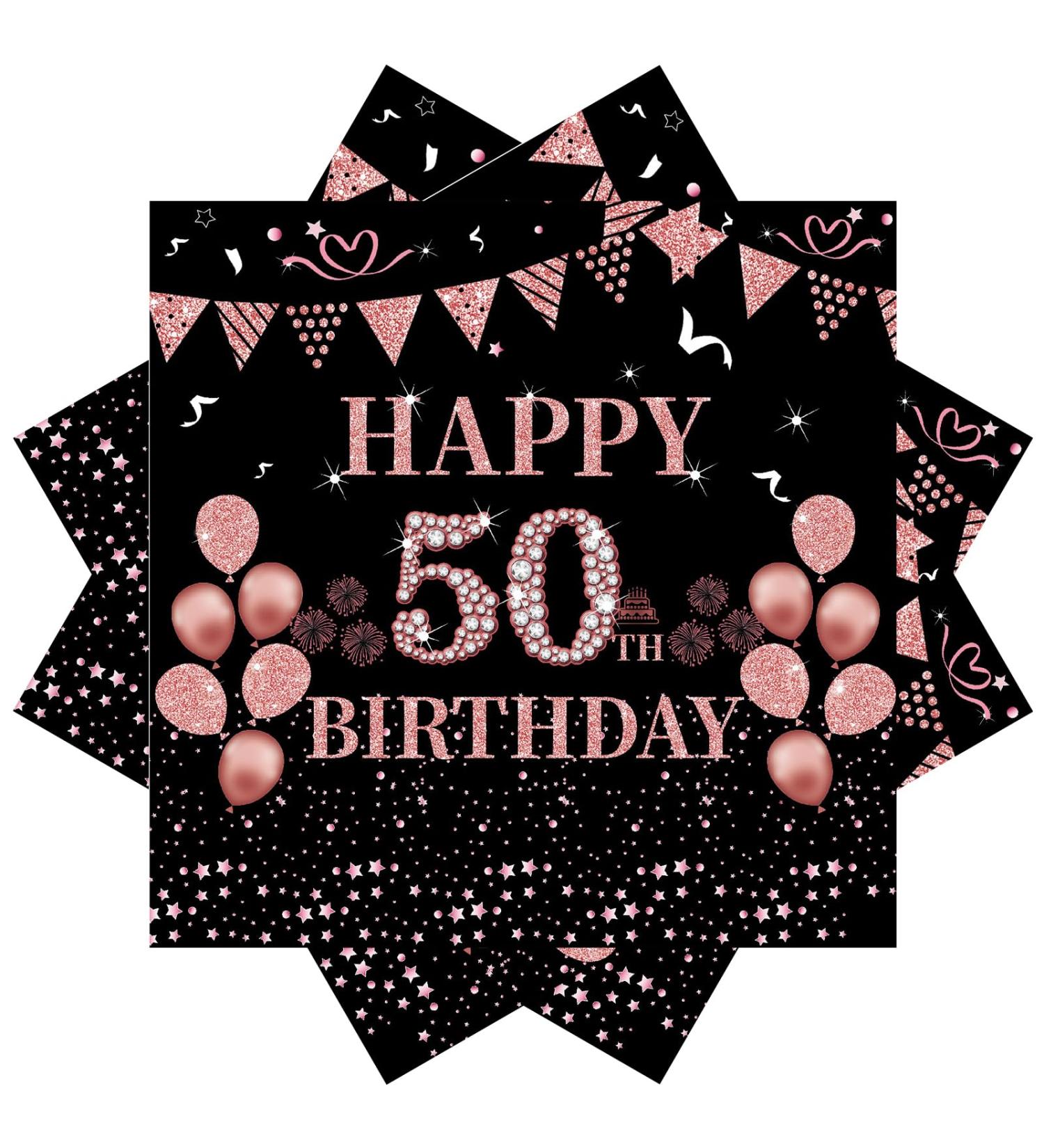 40 Ros gold Napkin Set | 50th Birthday Party Paper Napkins 33x33cm | Perfect for Stylish Celebrations - Buy Online on SooperMarket.com