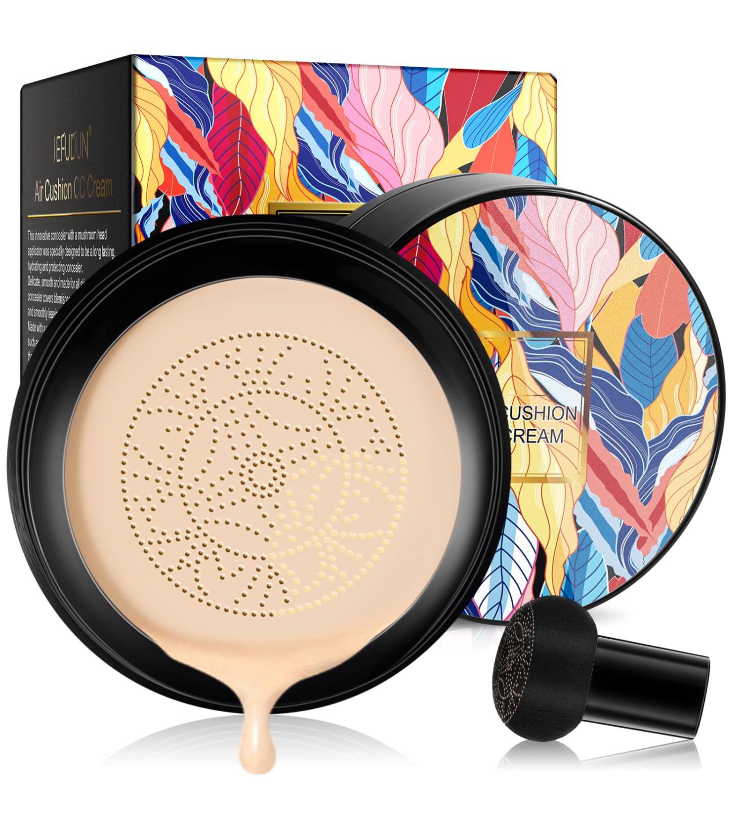 Mushroom Head Air Cushion CC Cream Foundation 10ml - Long-lasting Moisturizing Concealer for Brightening Skin Tone - Natural Color - Buy Online on SooperMarket.com