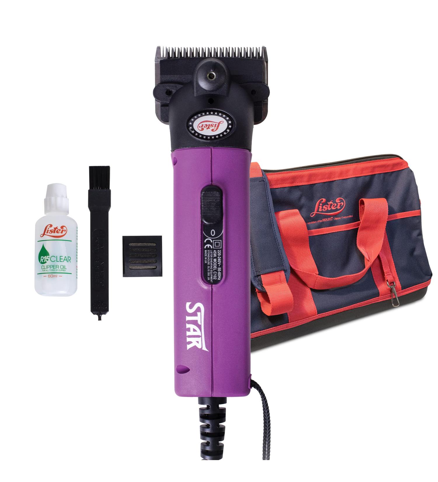 Limited Edition Purple Lister Star Horse Clipper | Professional Clippers for Horses & Cattle | Lightweight with Low Vibration | 5m Cord | Medium Duty Clipping - Buy Online on SooperMarket.com