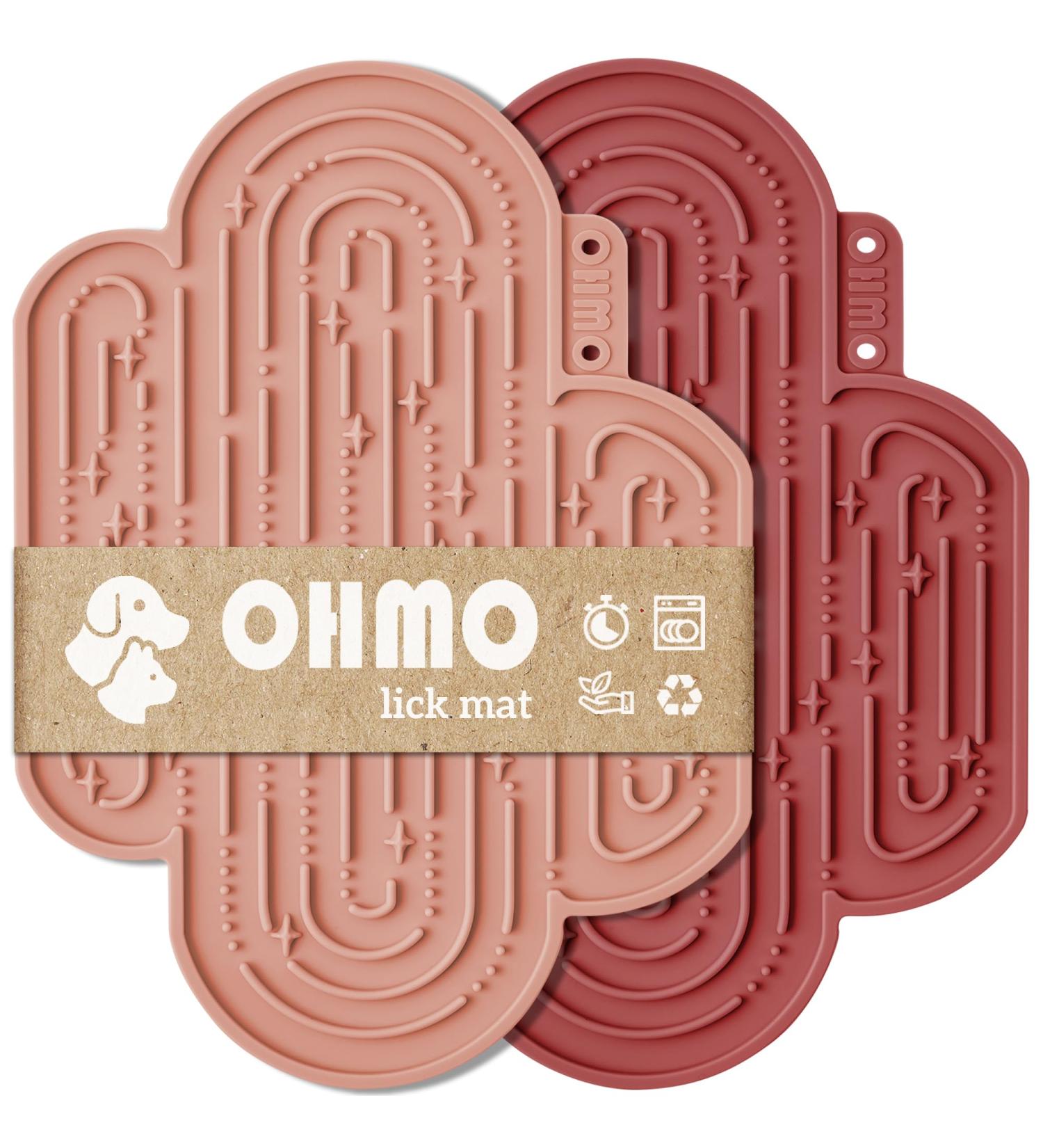 Ohmo Lick Mat for Dogs & Cats - 2 Pack Cute Cactus Design | Leak Mat for Puppy & Pet Fear Relief | Food-Grade Silicone (Coral & Cherry Red) - Buy Online on SooperMarket.com