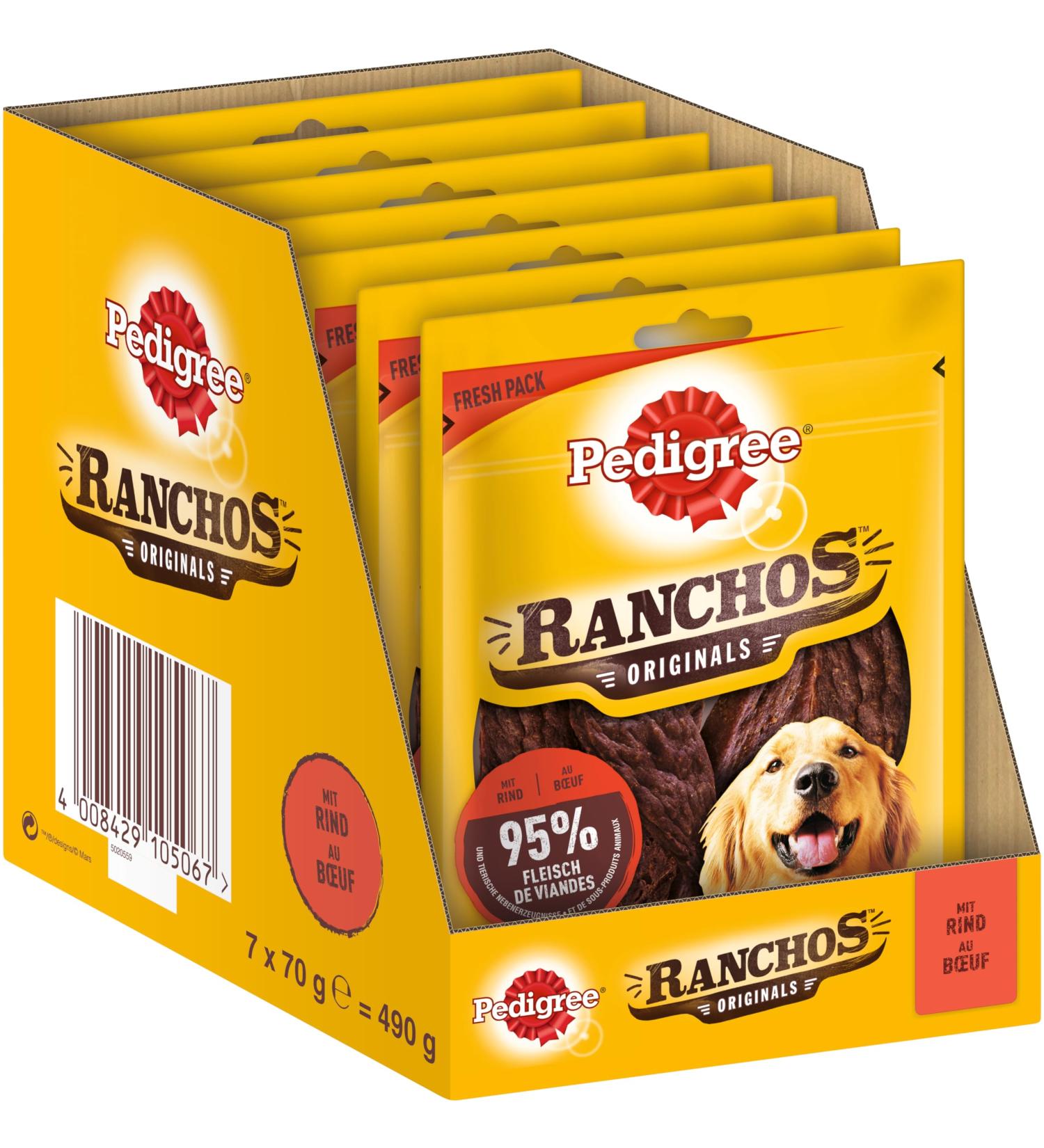 Buy Pedigree Ranchos Original Dog Snacks - 7 Pack (7x70g) | Soft Beef Treats for Small & Large Dogs - International Shipping Available - Buy Online on SooperMarket.com