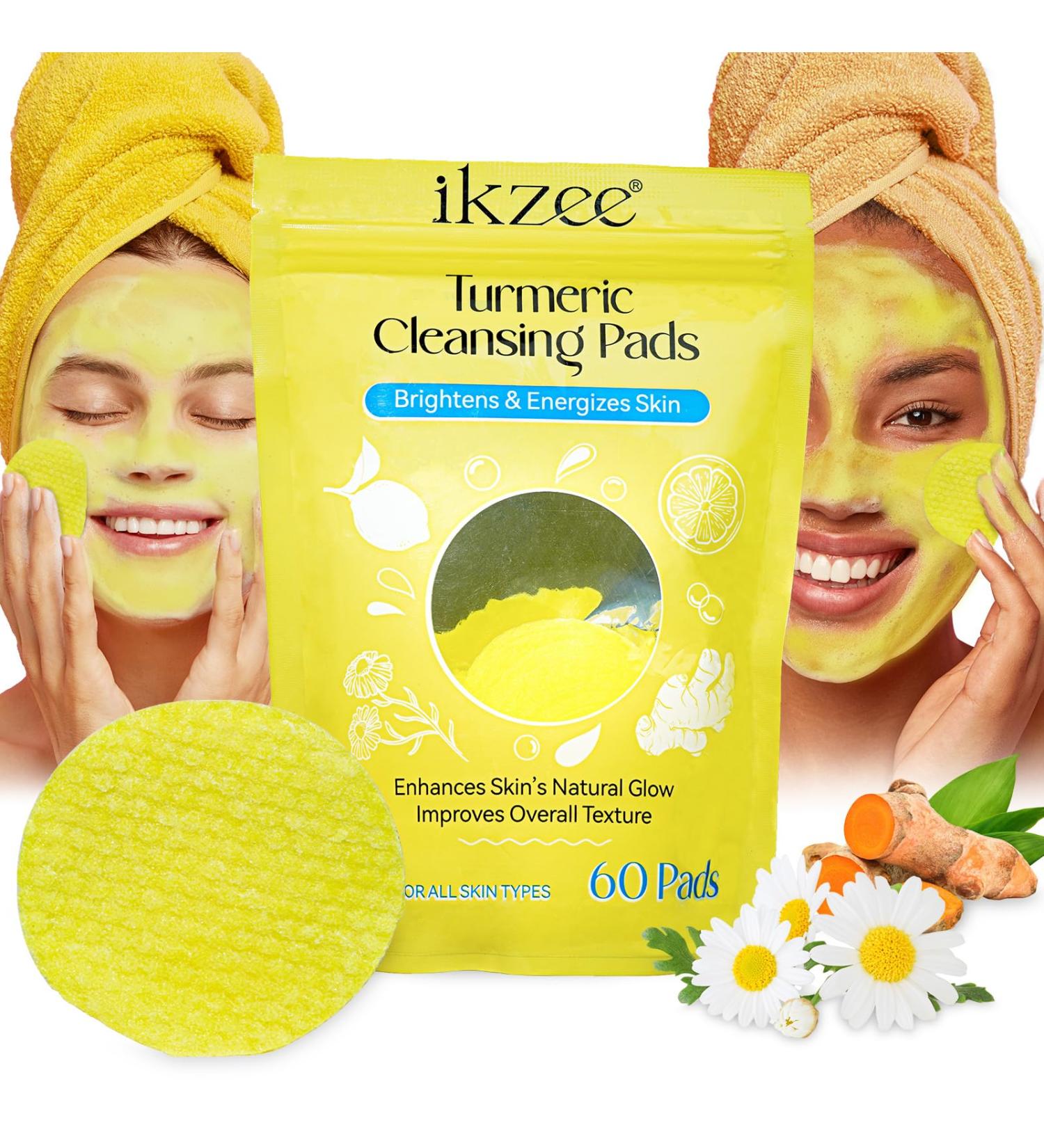 60 Turmeric Cleansing Pads for Face Exfoliating Scrubs with Vitamin C & B5 for Acne & Scars | International Shipping Available - Buy Online on SooperMarket.com