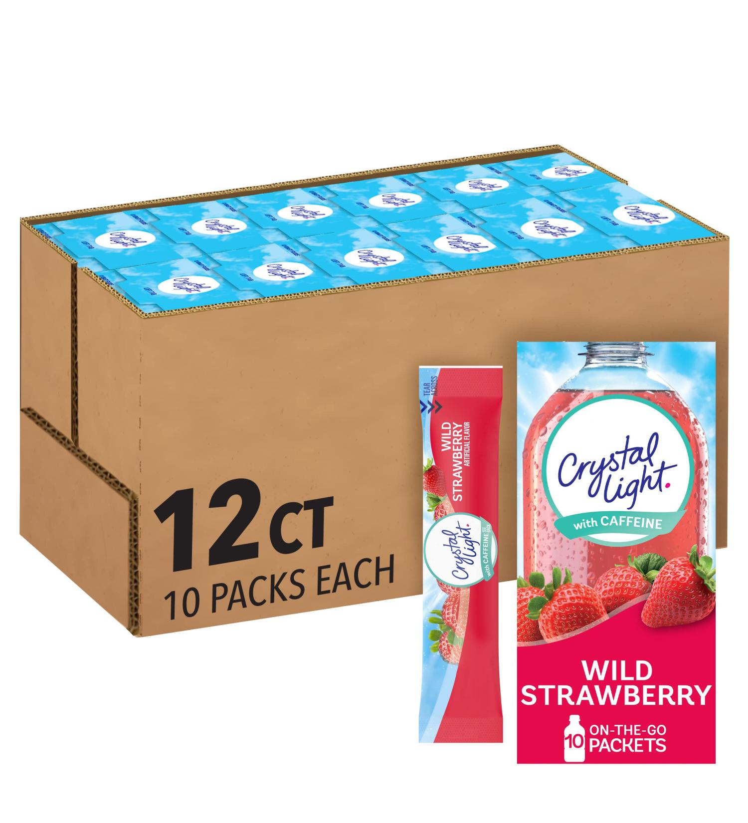 Crystal Light Sugar-Free Wild Strawberry On-The-Go Powdered Drink Mix 120 Count - Pack of 12 | Sugar-Free Wild Strawberry Flavor - Convenient Travel Packets - Buy Online on SooperMarket.com