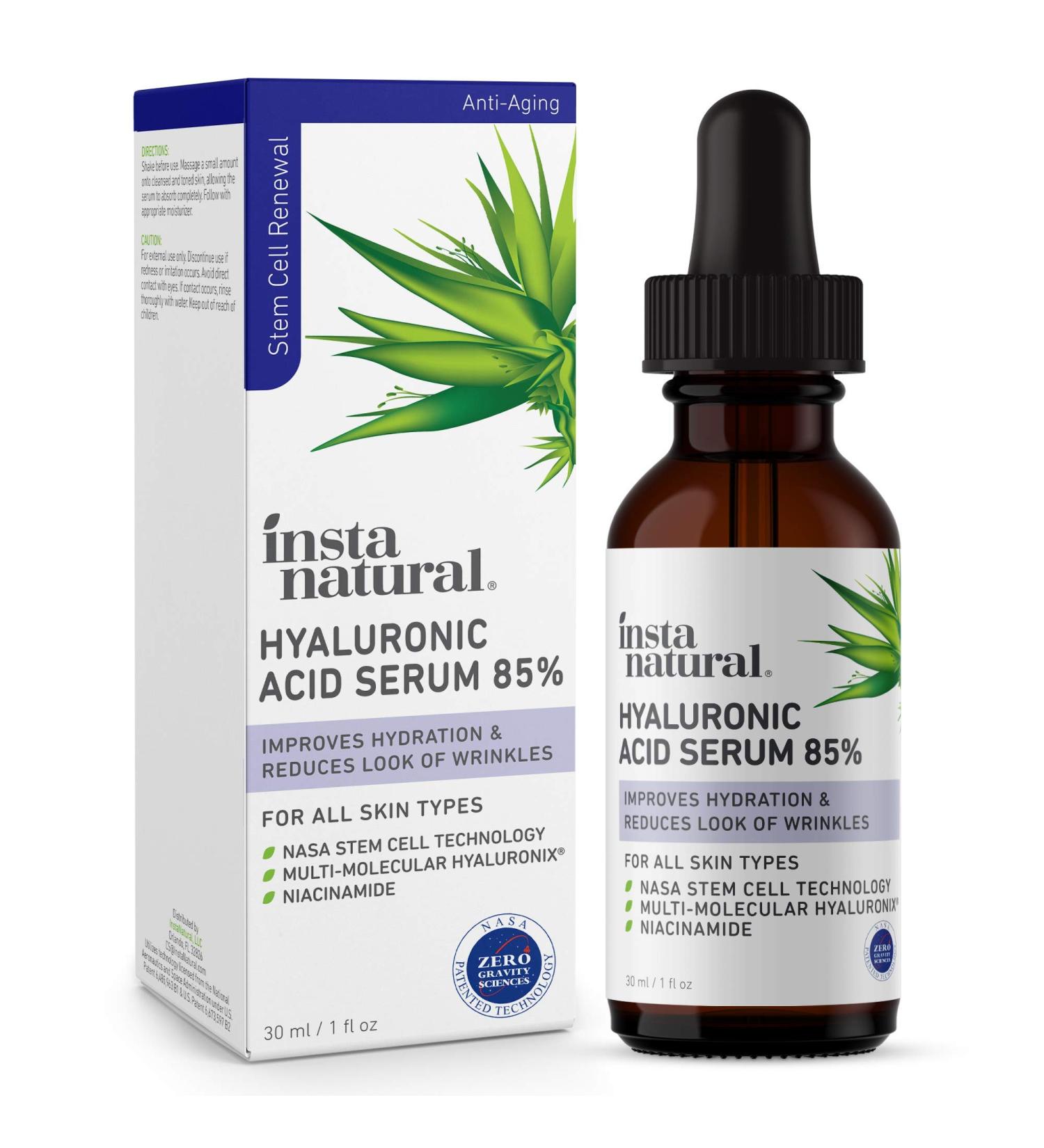 InstaNatural Hyaluronic Acid Serum - 85% Anti-Aging Formula | 1 fl oz (30 ml) - Buy Online on SooperMarket.com