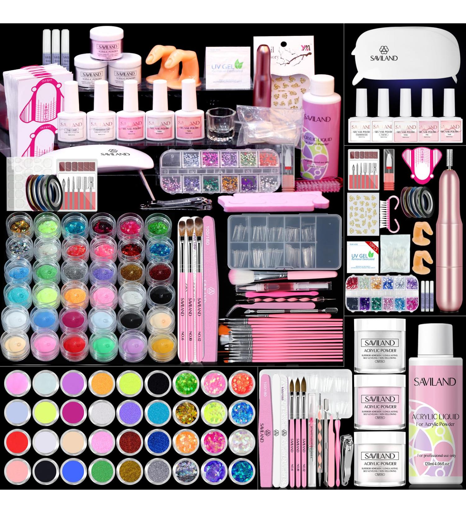 SAVILAND Acrylic Nail Kit Complete Acrylic Set with Powder Liquid Nail Drill & Art Tools for DIY Nail Starters - Buy Online on SooperMarket.com