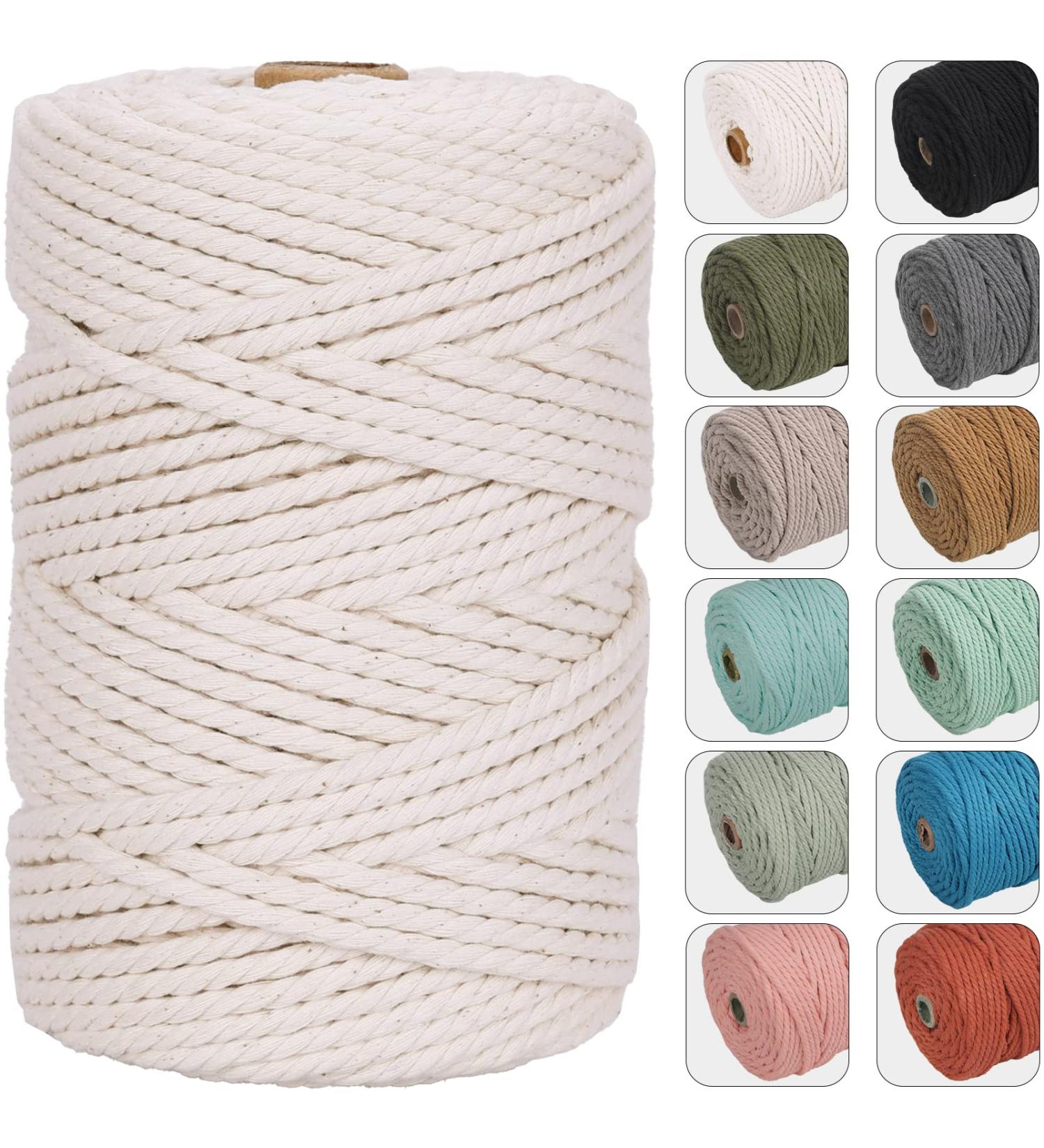 NOANTA 4mm 109 yards Macrame Cord Natural Cotton Rope for Wall Hanging, Plant Hangers, Crafts, Knitting - Natural Color - Buy Online on SooperMarket.com