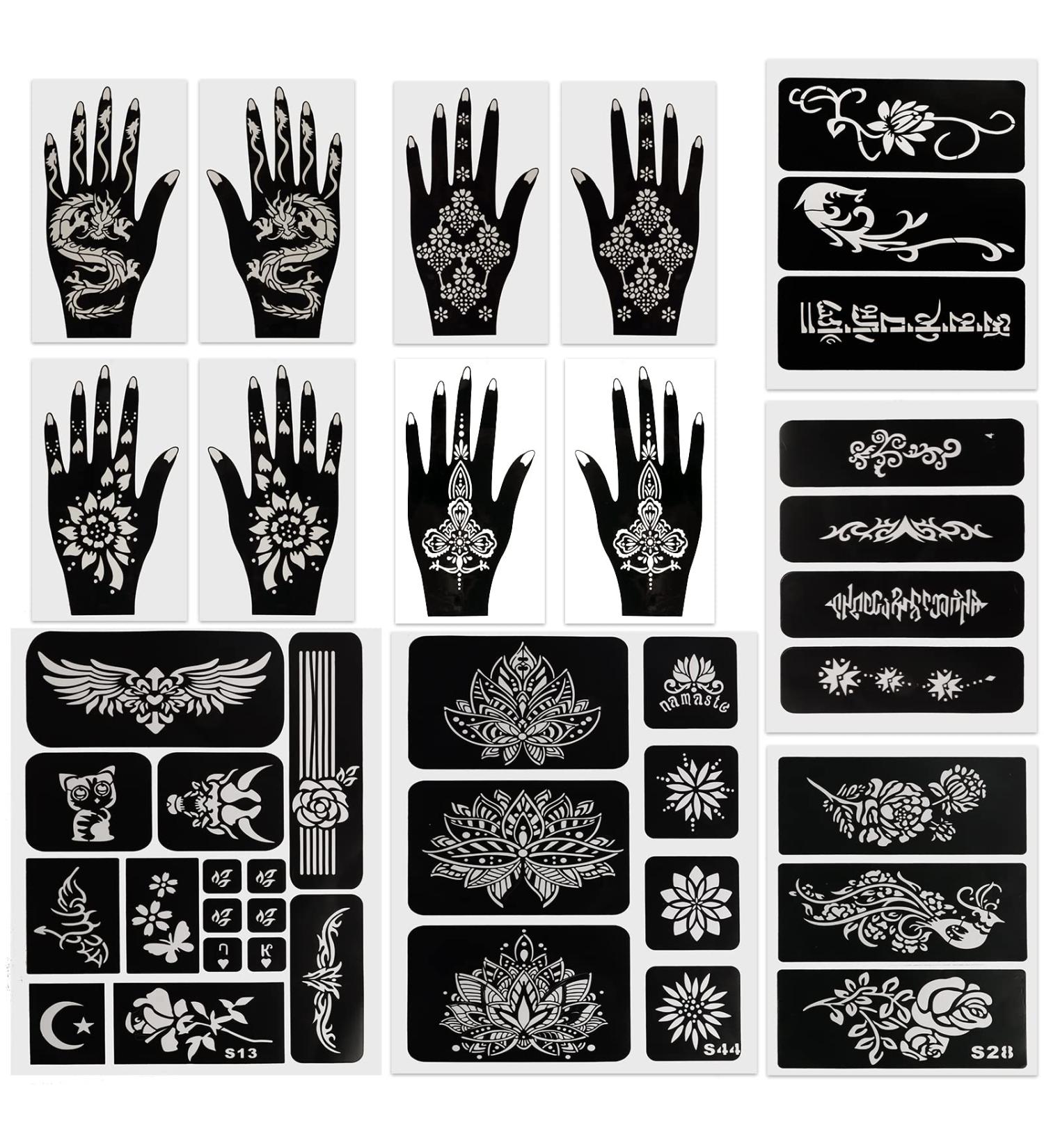 Kapopi Henna Tattoo Stencil Kit - Sexy Temporary Tattoo Stickers for Women, Girls, and Teenagers - Body Art Painting (Henna Tattoo Kit B) - Buy Online on SooperMarket.com