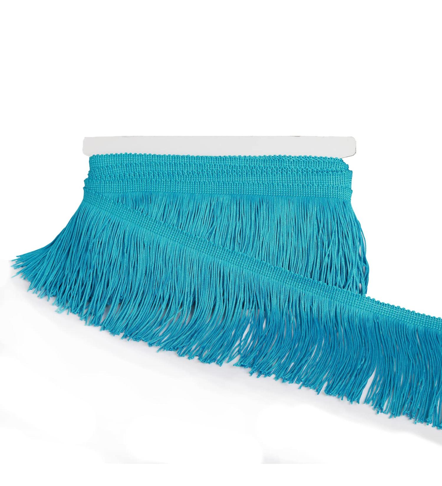 HedongHexi Blue Chainette Fringe Trim 5 Yard x 4 Inches - Tassel Sewing for DIY Decoration & Clothing Accessories - Latin Wedding Dress - 4-5 Yards - Buy Online on SooperMarket.com