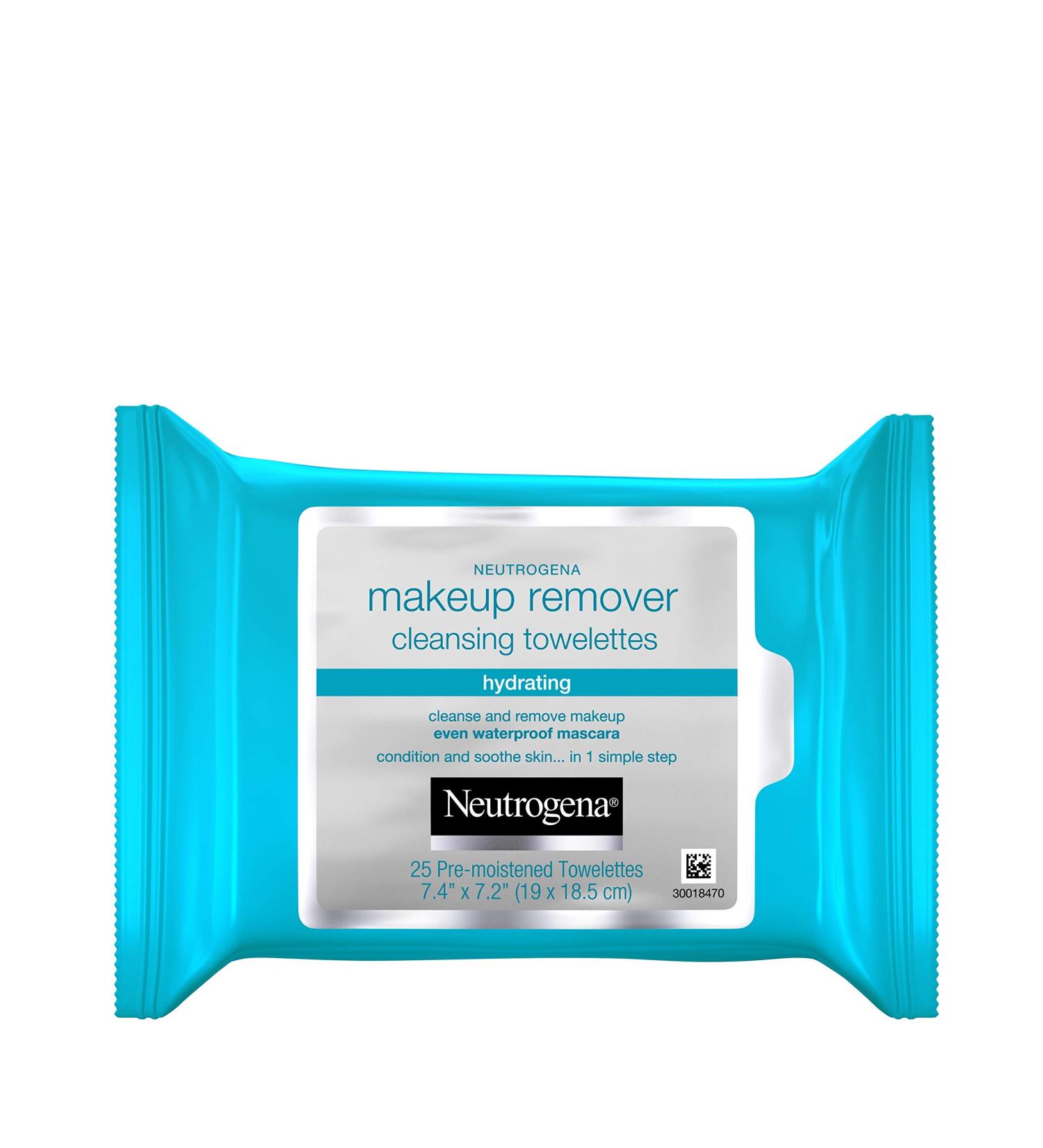 Neutrogena Hydrating Makeup Remover Wipes - 25ct Pack | Alcohol-Free Facial Cleansing Towelettes for Conditioning Skin, Removing Makeup & Waterproof Mascara - Buy Online on SooperMarket.com