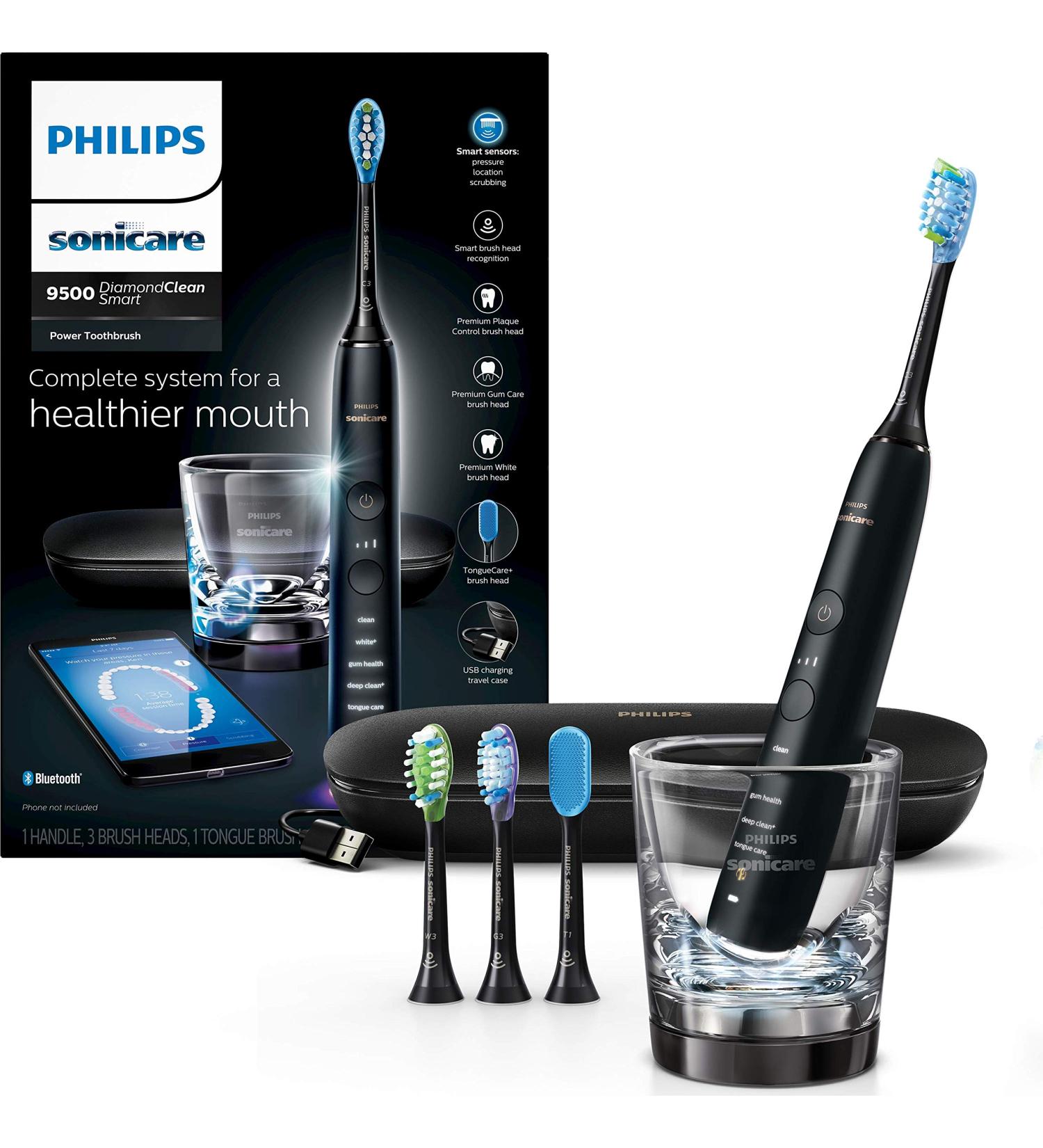 Philips Sonicare DiamondClean Smart 9500 Electric Toothbrush - Black (HX9924/11) - Buy Online on SooperMarket.com