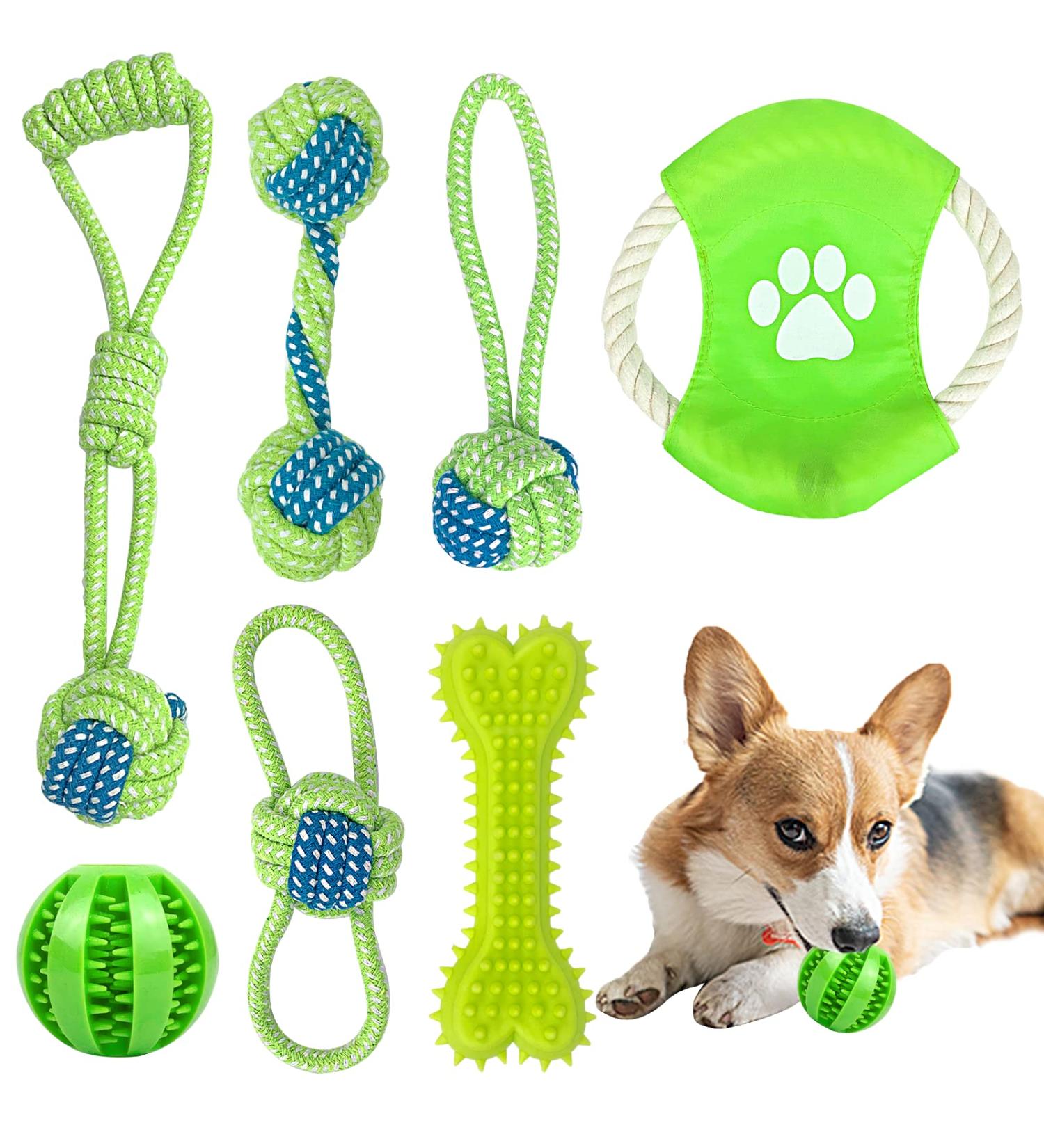 BOMPOW Puppy Teething Toys from 8 Weeks Interactive Dog Rope Toy Natural Cotton Dog Chew Toy 7 Packs  - Buy Online on SooperMarket.com