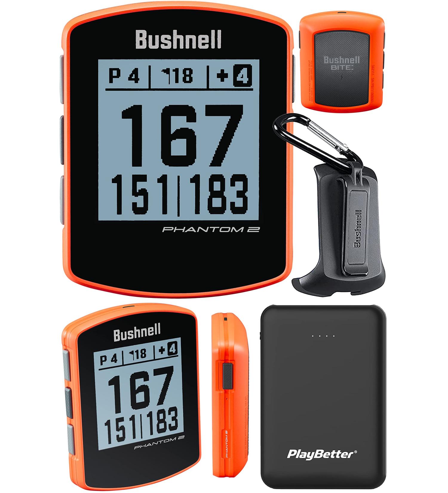 Bushnell Phantom 2 (Neon Orange) GPS Golf Handheld Power Bundle - 2021 Model | PlayBetter Portable Charger | Distance Rangefinder Device | Built-in Magnetic Mount | 38,000+ Courses | Accurate Distances - Buy Online on SooperMarket.com