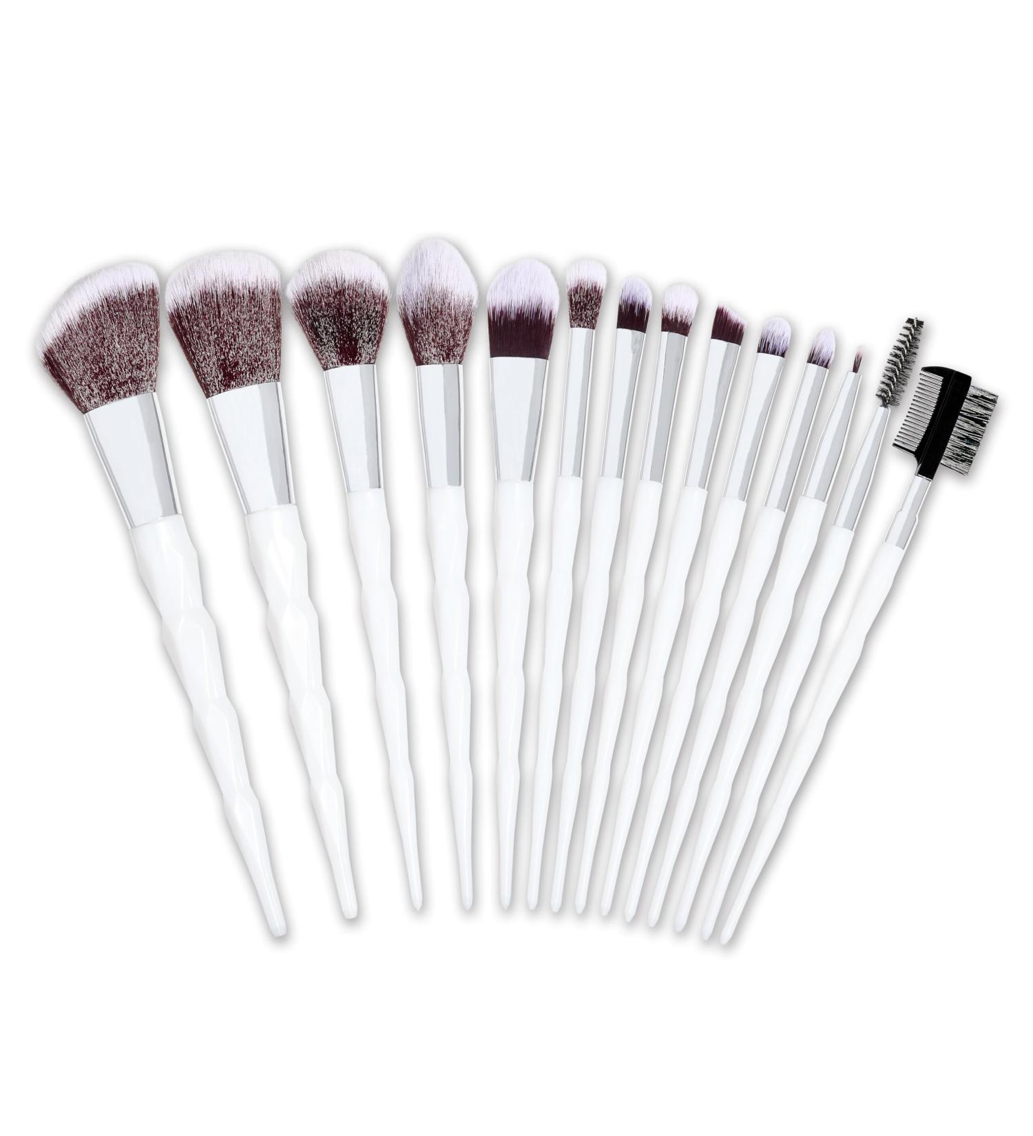Nicole Miller New York 14pc Complete Makeup Brushes Collection with Zipper Bag Snow Pearl White Ideal Present or Any Occasions Great for Beginners to Professionals - Buy Online on SooperMarket.com