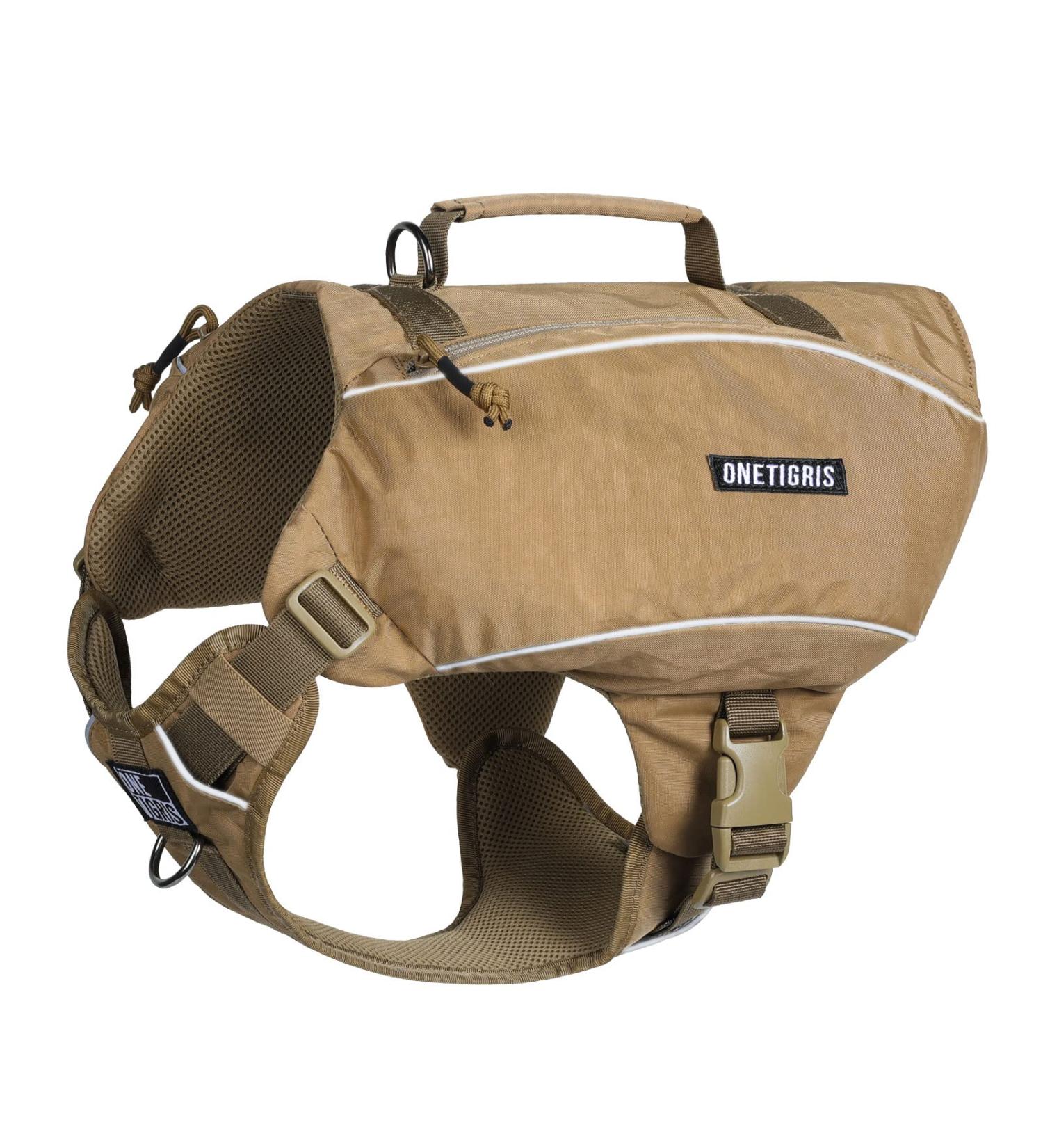 OneTigris Y-Shaped Dog Backpack No Pull CAMLUS Dog Saddle Bag | Lightweight Dog Pack for Hiking, Hunting, Camping | Medium Brown - Buy Online on SooperMarket.com