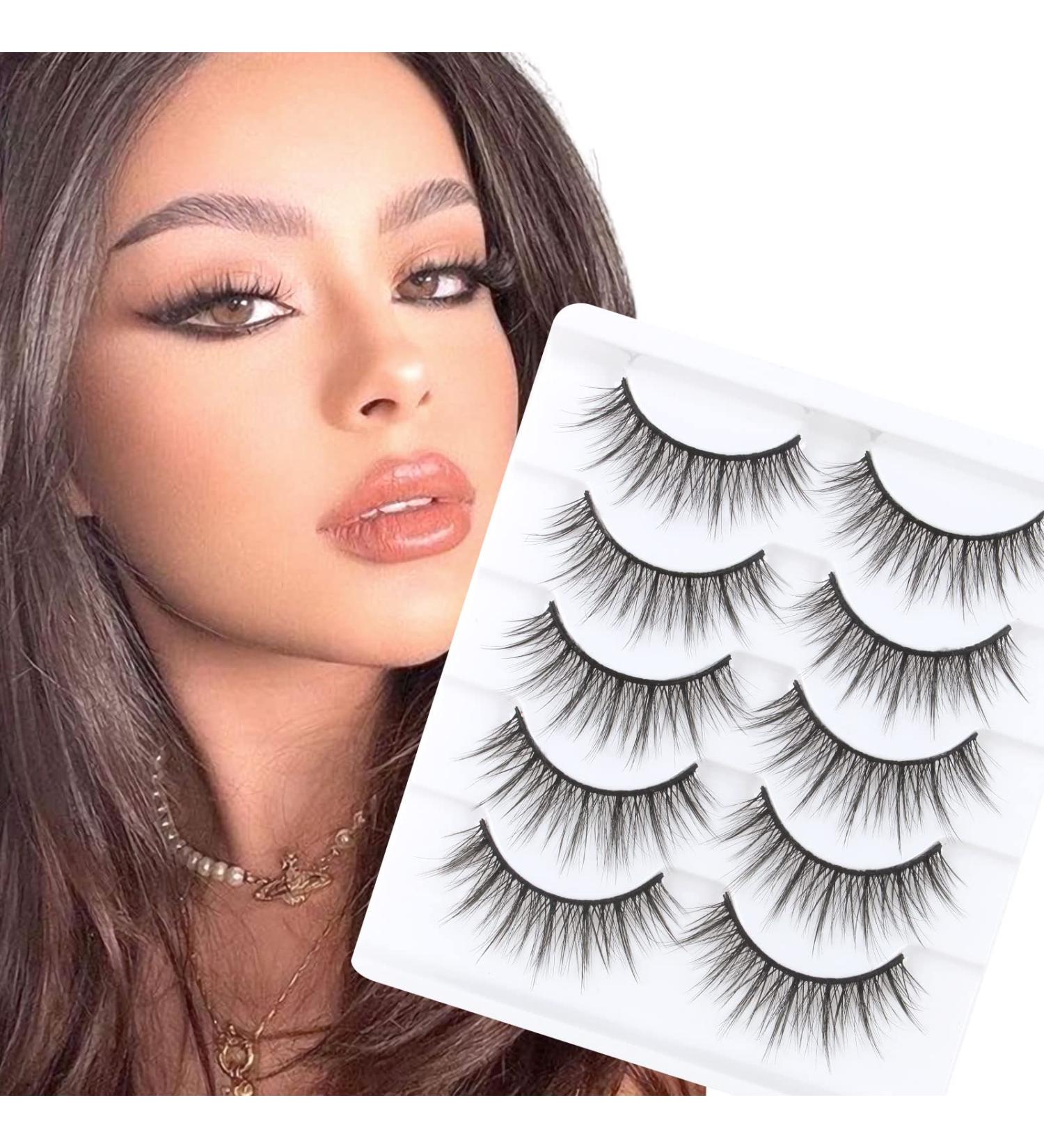 Glowingwin Short Wispy False Eyelashes - 5 Pairs | Natural Look, Reusable Mink Lashes - 3D Faux Mink | Fluffy Strip, Fake Lashes - S024 - Buy Online on SooperMarket.com