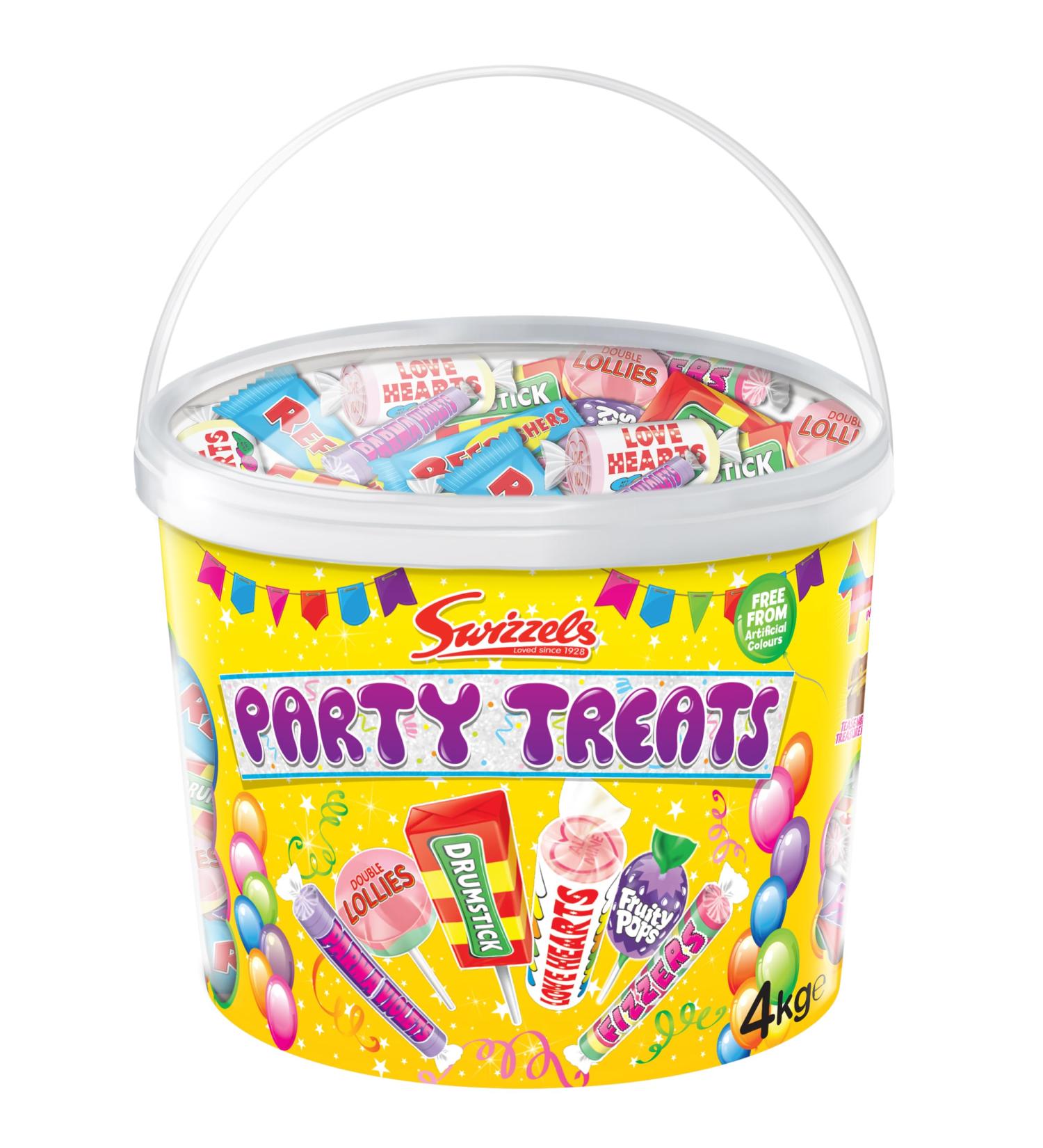 Swizzels Party Treats Extra Large Sweets Tub - A Large Assortment of Delicious and Fruity Sweets & Lollies Perfect for Parties - Bulk Sweets Tub 4kg - Buy Online on SooperMarket.com