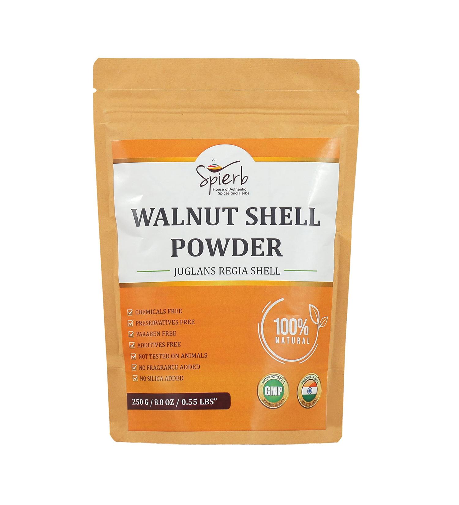Spierb Walnut Shell Powder 250 gm Make your own handmade Walnut Face Scrub Body Scrub or Soap. Exfoliates Skin Gently Walnut 250 gm