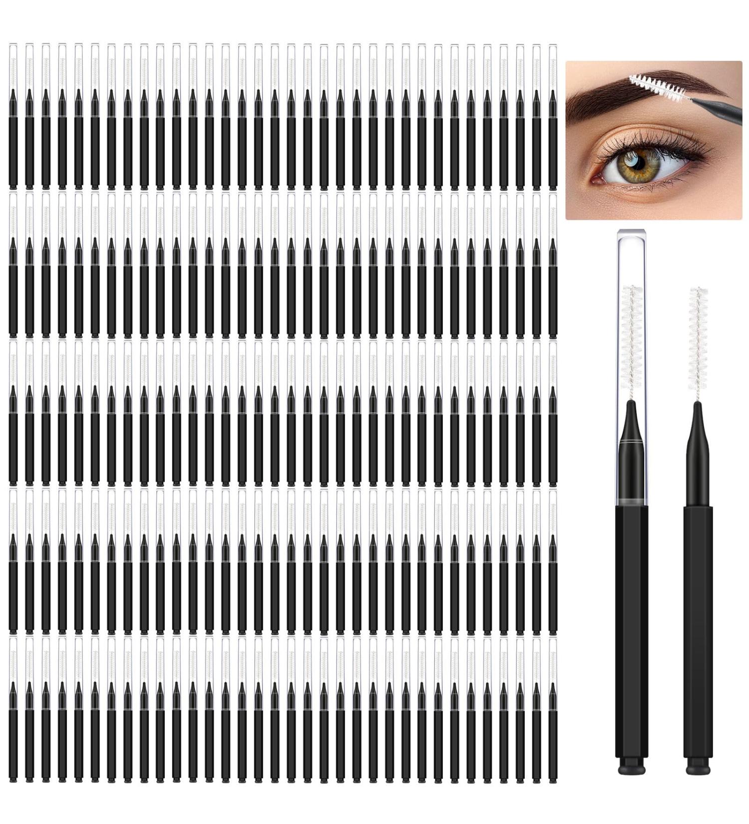 150 Pieces Micro Eyebrow Brush with Cap Brow Lamination Brush Eyebrow Spoolie Brush Comb Eyebrow Lash Lift Tools Lash Filler Eyelashes Extensions Eyebrows(Black) - Buy Online on SooperMarket.com