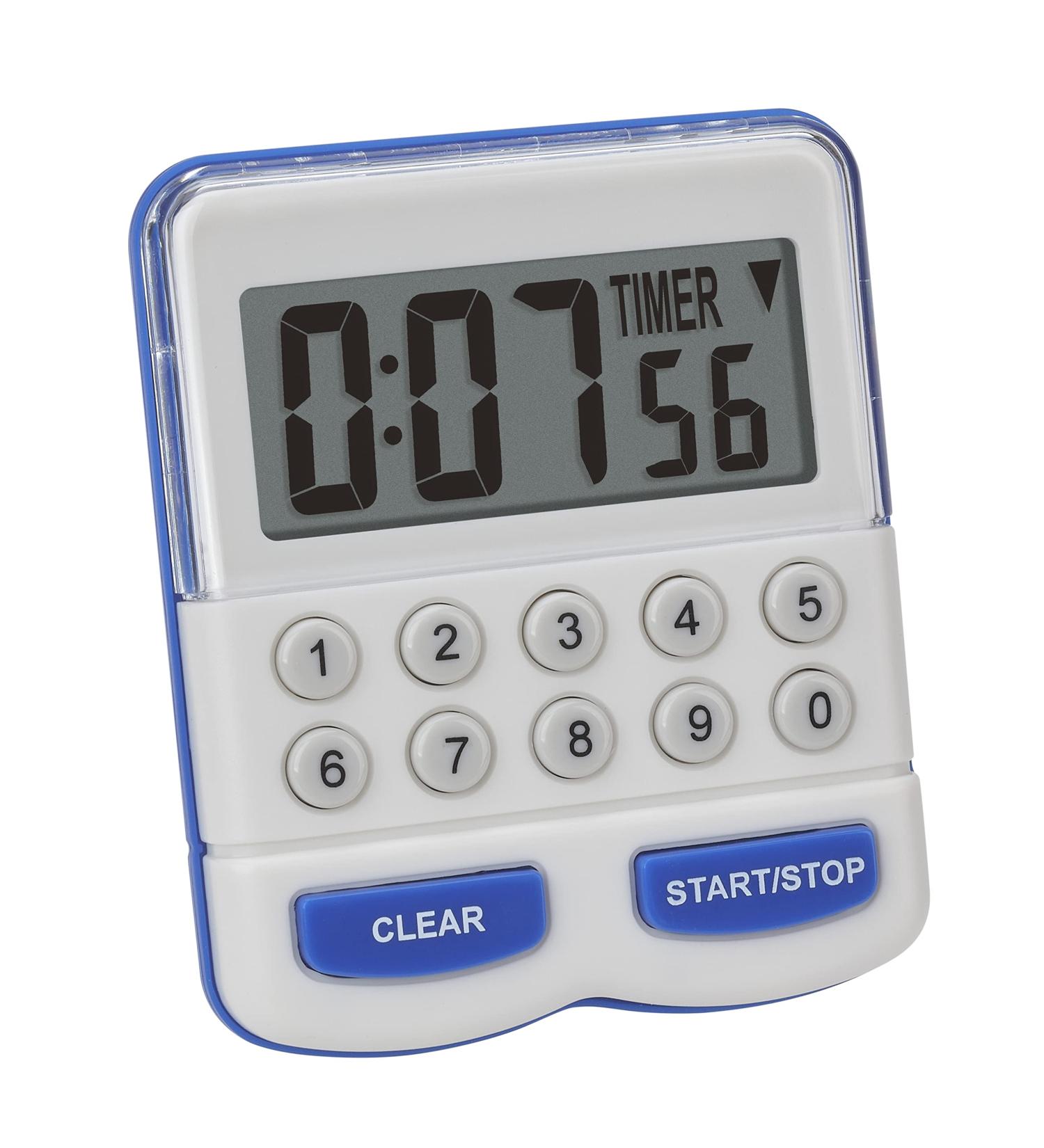 TFA Dostmann Electronic Timer & Stopwatch - Digital Kitchen Timer in White/Blue | Compact Size L 64 x W 25 x H 76 mm - International Shipping Available - Buy Online on SooperMarket.com
