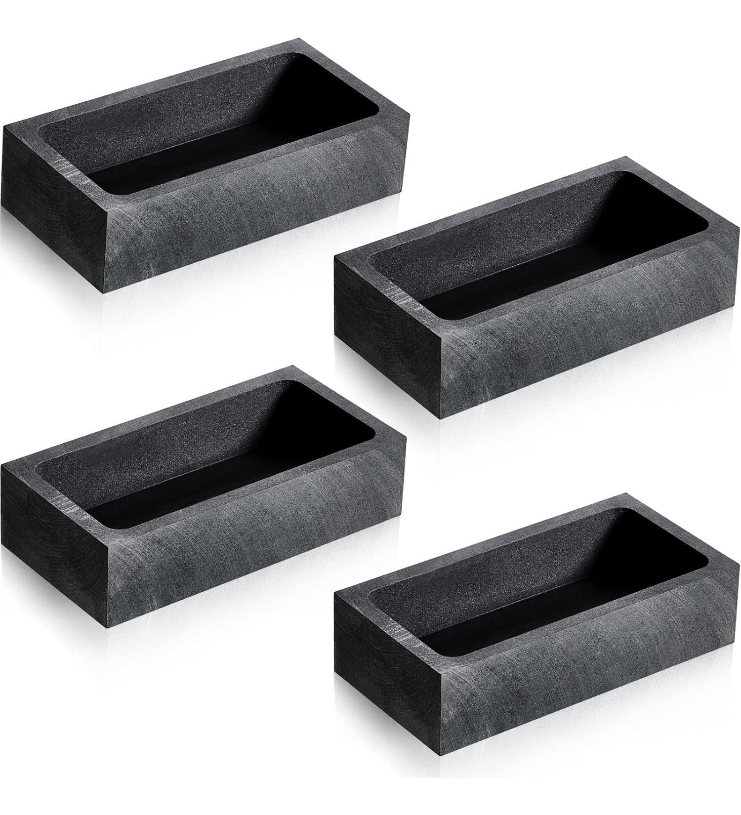 4-Piece Graphite Ingot Mould Crucible Set for Metal Casting and Refining - 1 KG Capacity - Ideal for Gold, Silver, Aluminum, Copper, Brass - Buy Online on SooperMarket.com