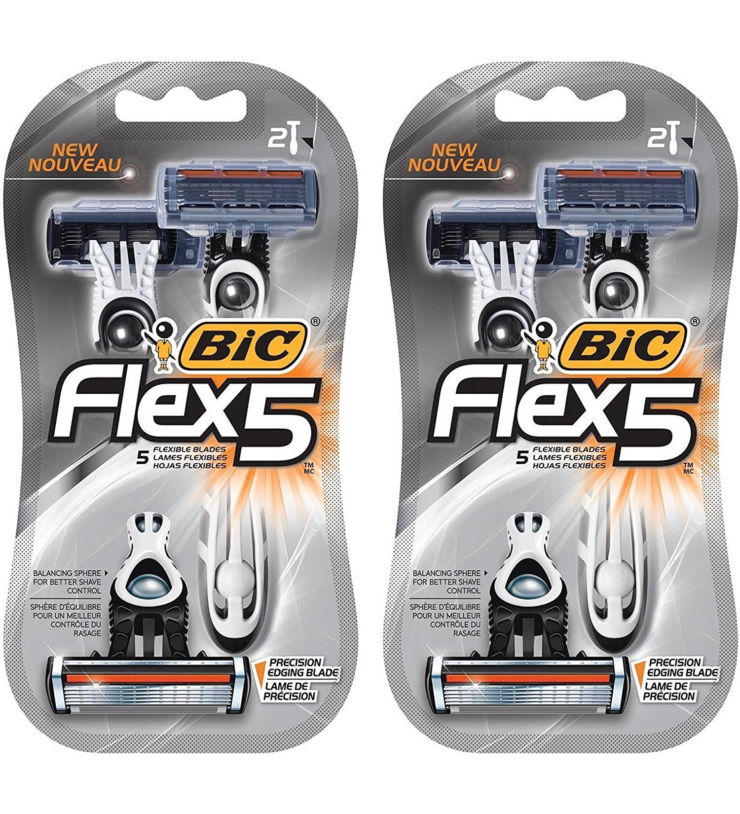 Bic Flex 5 Men's Shaver 2-Pack - Smooth Shaving for All Skin Types - International Shipping Available - Buy Online on SooperMarket.com
