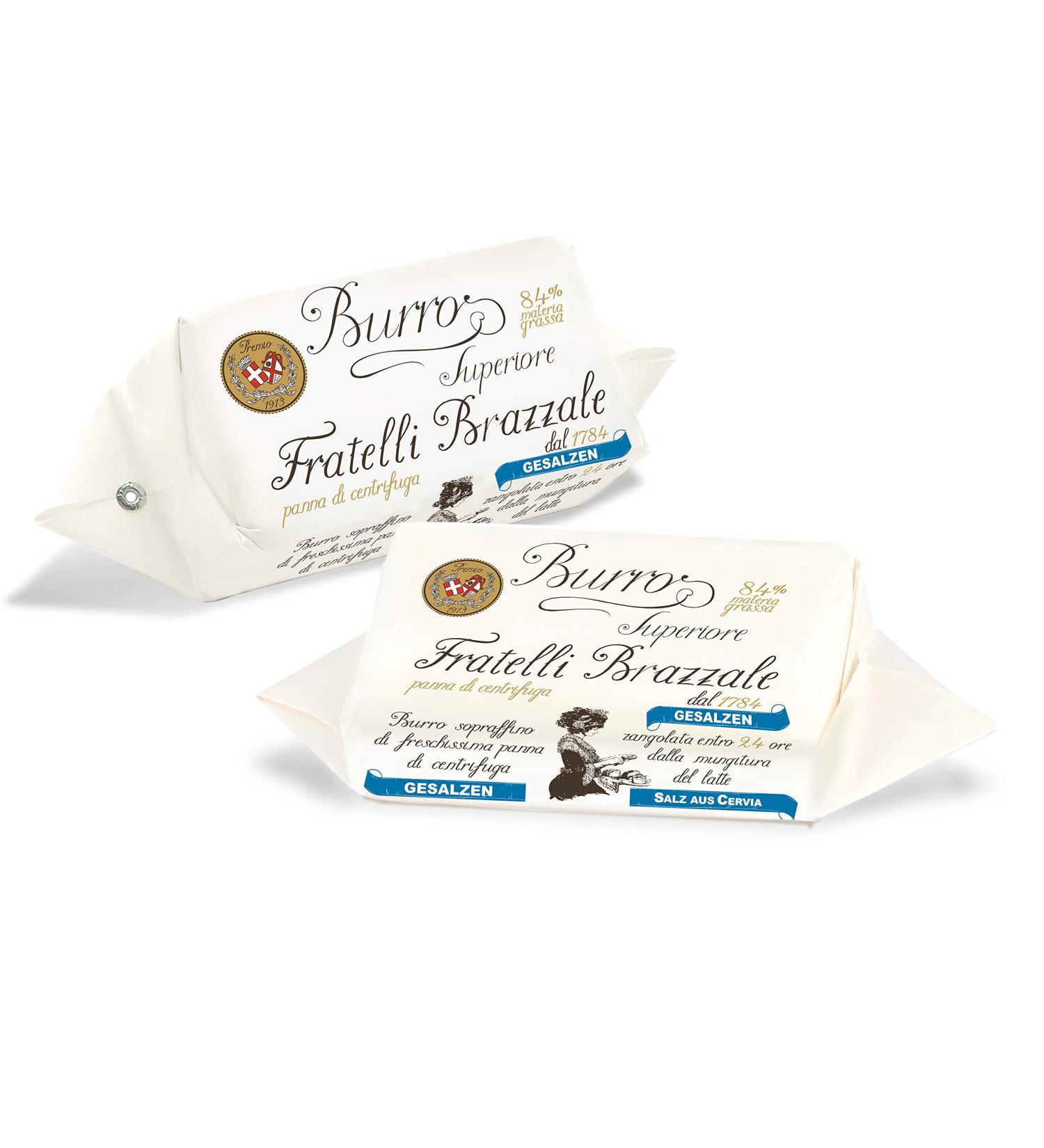 Awarded raw milk butter made of tube cream cream 84% fat content - butter superior fratelli brazzale from Italy herbal butter salted (salted)