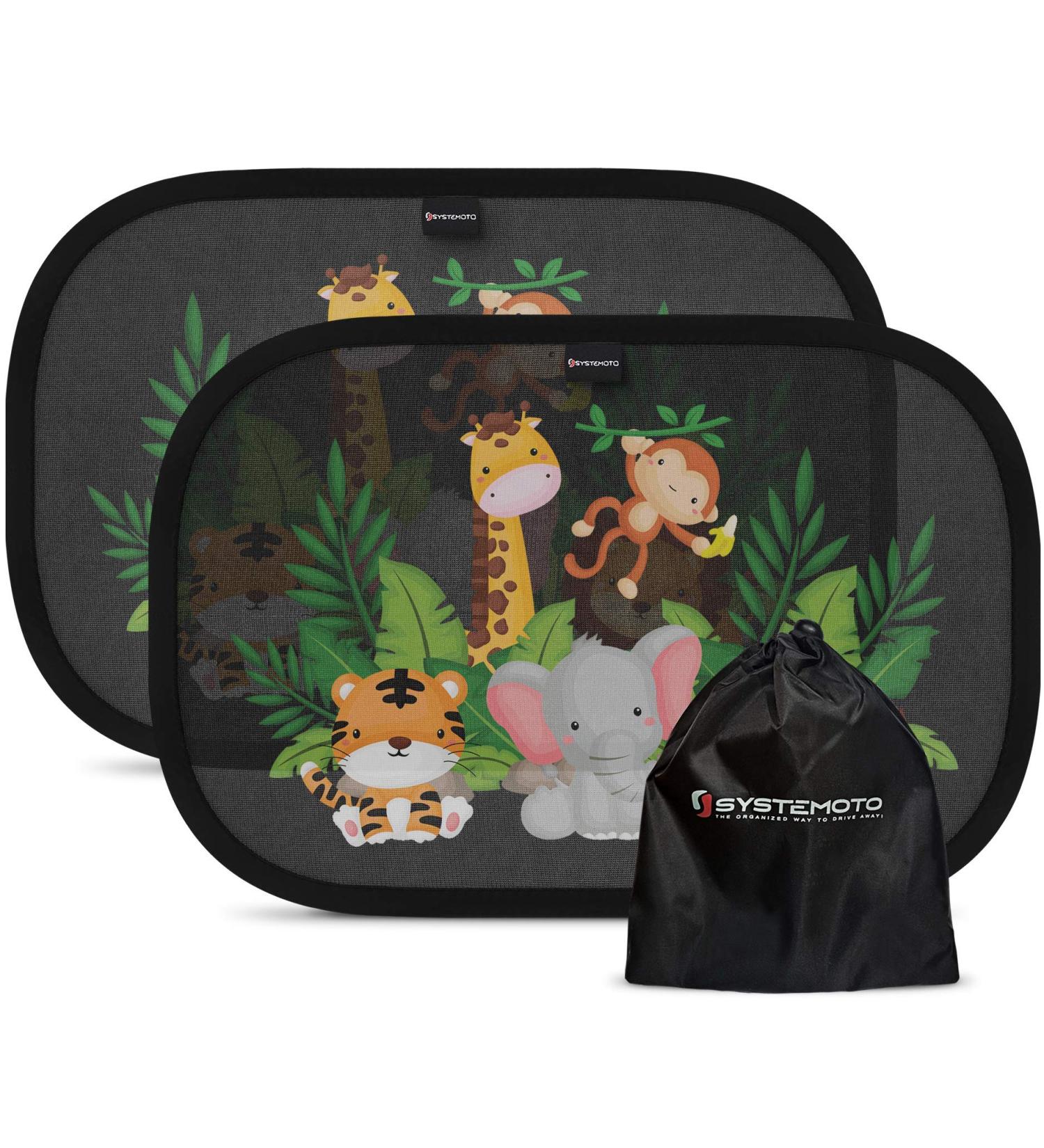 Systemoto Car Sun Protection for Babies - UV Protection (2 Set) | Adorable Animal Motifs for Passenger Cars - Buy Online on SooperMarket.com