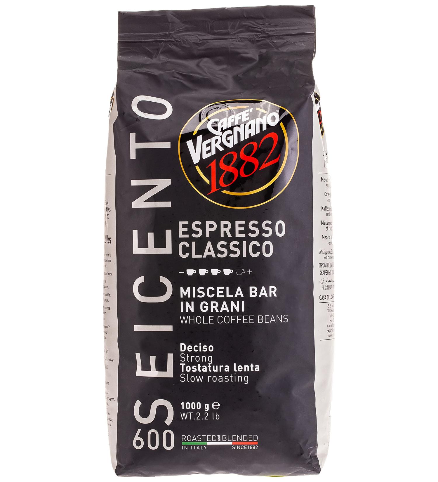 Caffe Vergnano Espresso Classico 600 Whole Beans 2.2lb/1kg by Caffe Vergnano - Buy Online on SooperMarket.com