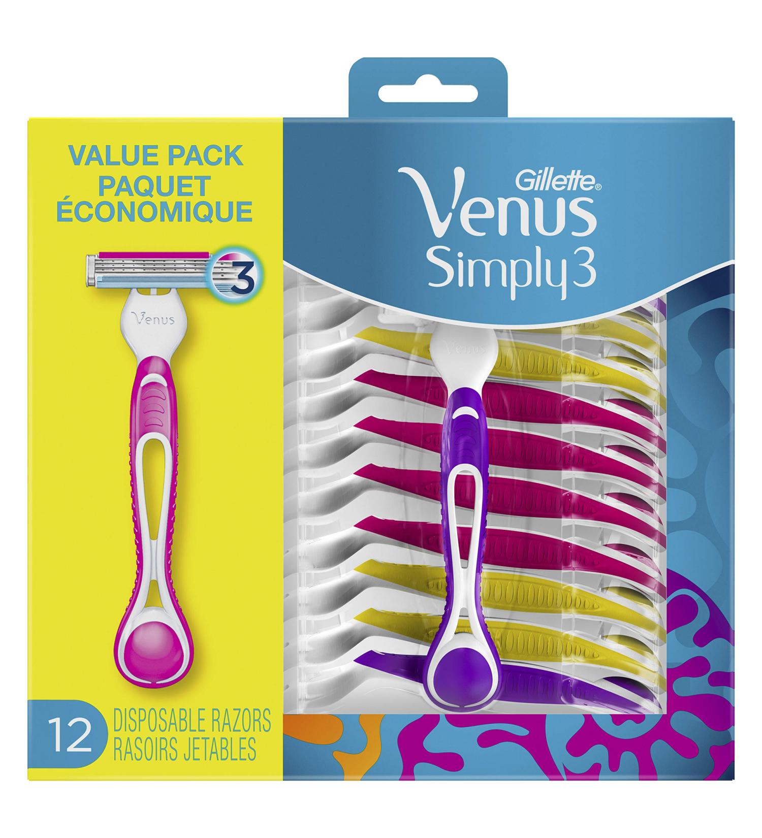 Venus Simply3 Women's Disposable Razors 12 Count 1 count (Pack of 1) - Buy Online on SooperMarket.com