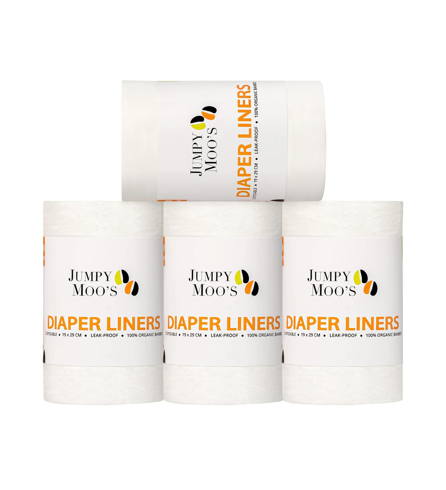 JM Disposable Bamboo Diaper Liners 7.5x11.5 inches, Fragrance & Chlorine Free, Highly Absorbent, Biodegradable Inserts - 100 Sheets/Roll, Pack of 4 - Buy Online on SooperMarket.com