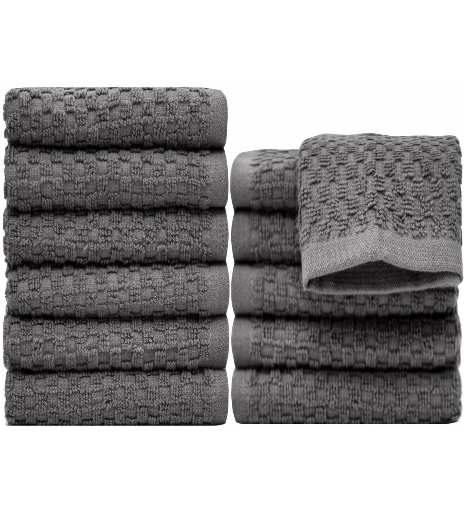 Pleasant Home Washcloths Set - 12x12, 12 Pack, 550 GSM, 100% Ring Spun Cotton - Super Soft & Absorbent Face Towels in Grey Honeycomb Design - Buy Online on SooperMarket.com