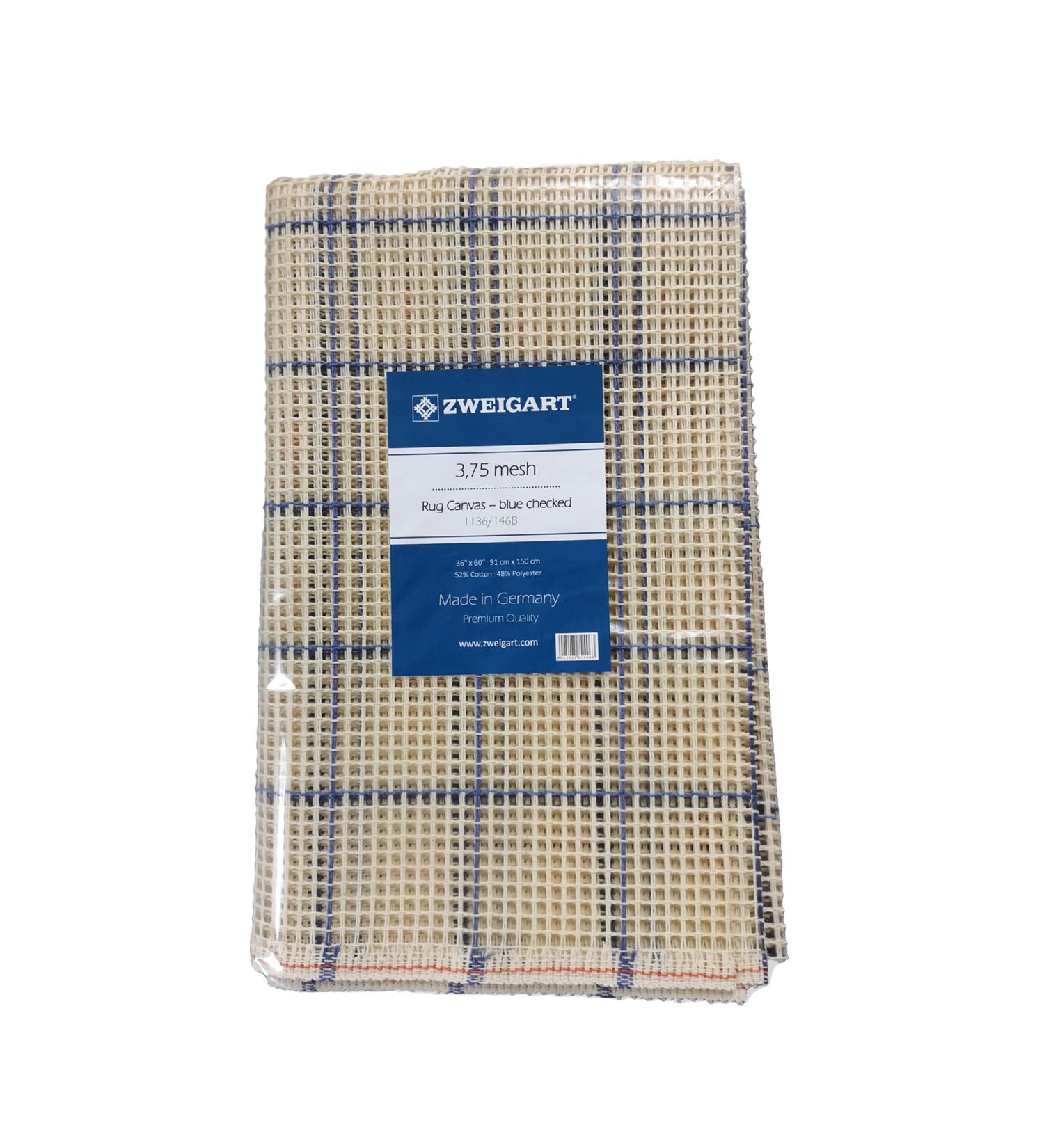 Zweigart Locker Hook/Latch Hook Rug Canvas, 3.75 Mesh, 36''x60'', Blue Grid Multicolor - 1136/146B - Buy Online on SooperMarket.com