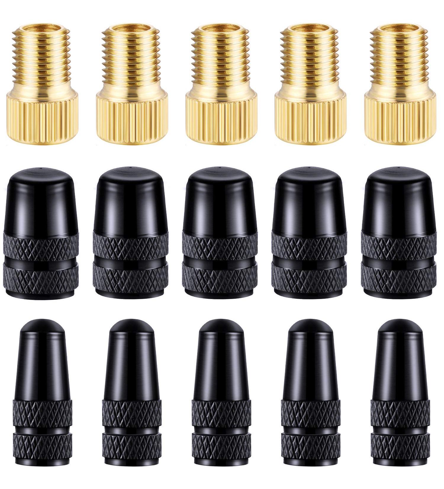 Cycling Tire Tools Set with Presta to Schrader Adapter and Valve Caps - 15 Pieces | Bike & Car Tire Valve Converter Kit - Buy Online on SooperMarket.com