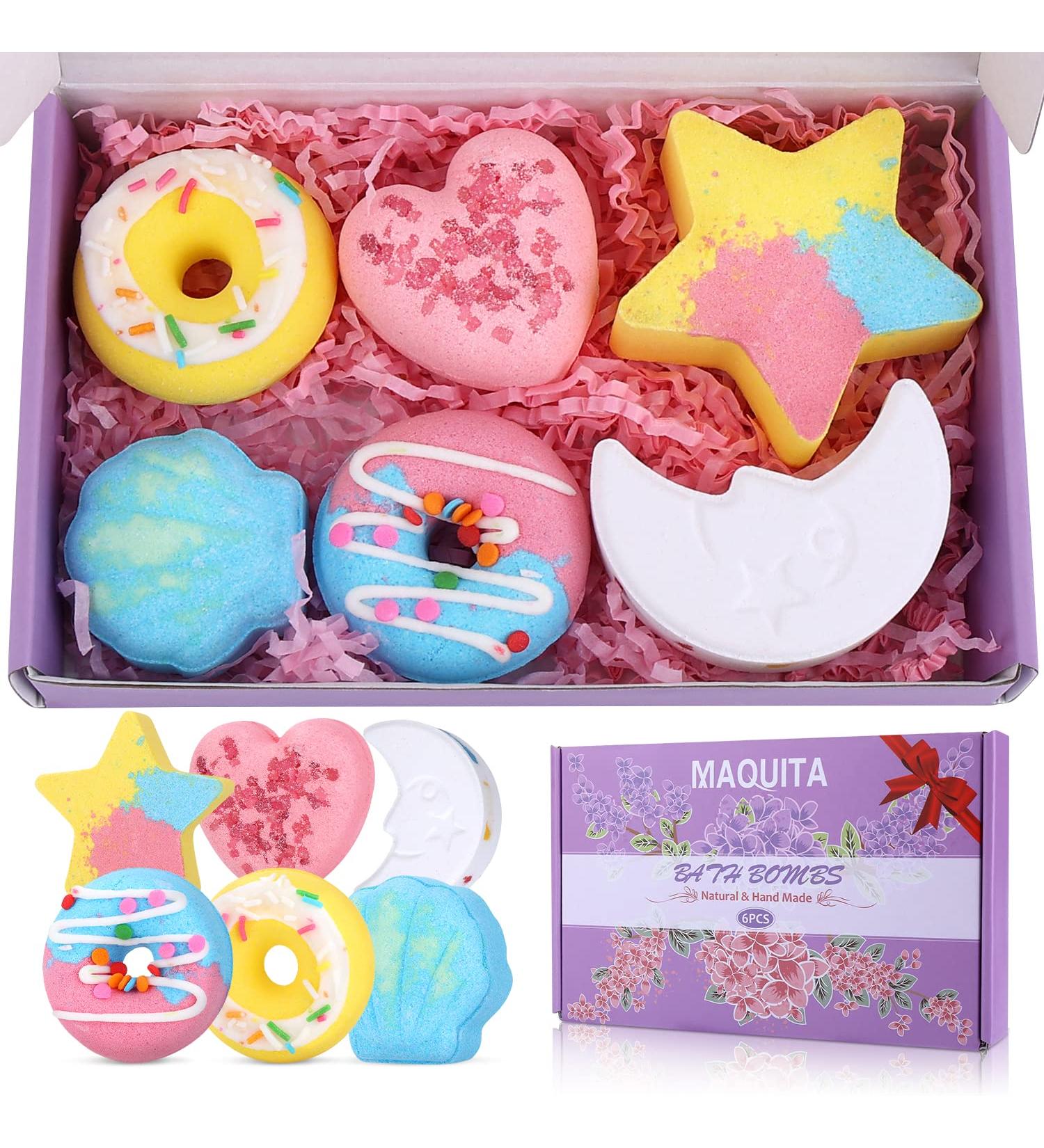 MAQUITA 6Pcs Handmade Shower Bath Bombs - Luxury Spa Kit for Girls, Beauty Gift Set for Christmas, Valentine's, Birthday, Mother's Day & Anniversary - Buy Online on SooperMarket.com