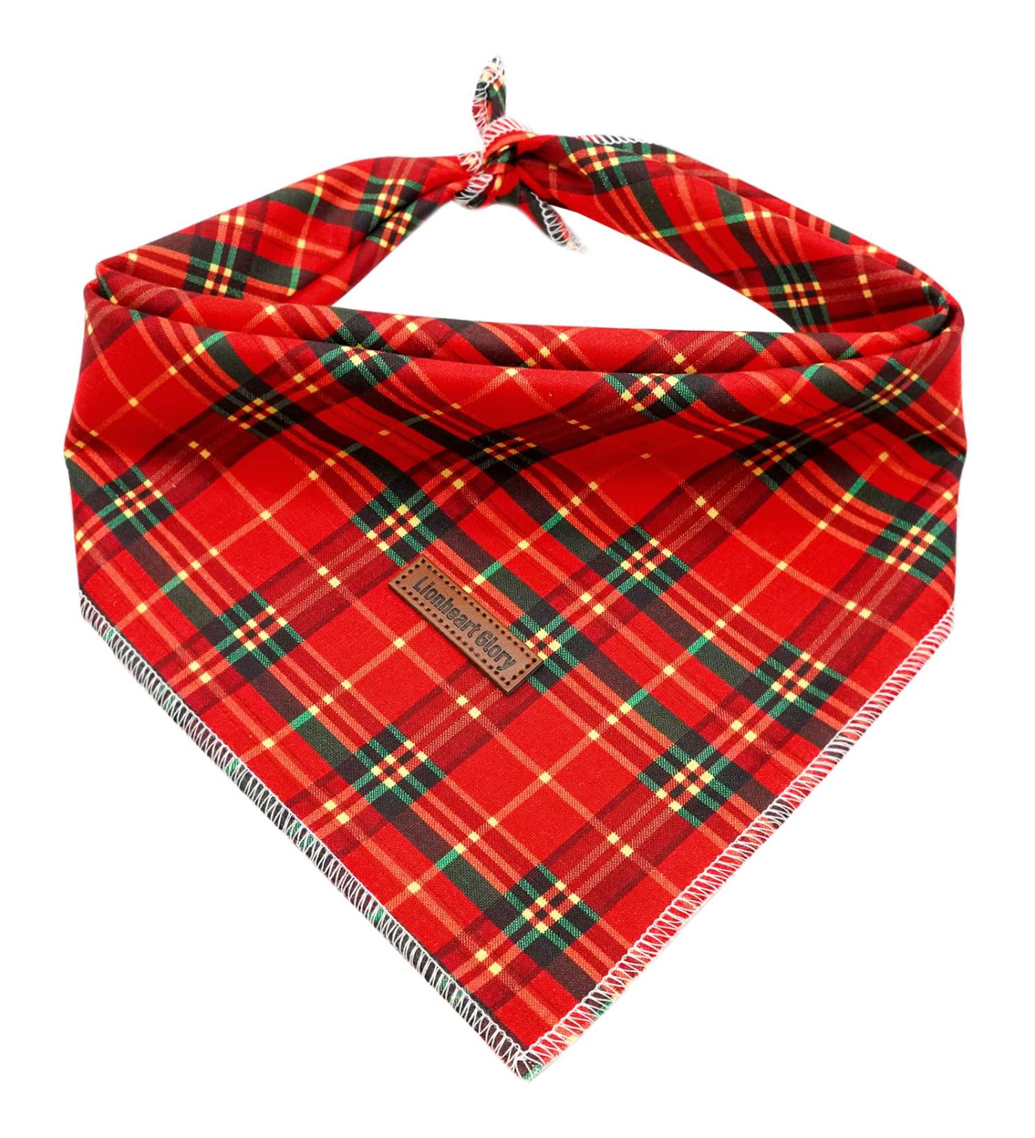 Shop Lionheart Glory Dog Haller Cotton Christmas Bib - Adjustable Red Plaid Neckerchief for Small Dogs | Packable Stylish & Comfortable - Buy Online on SooperMarket.com
