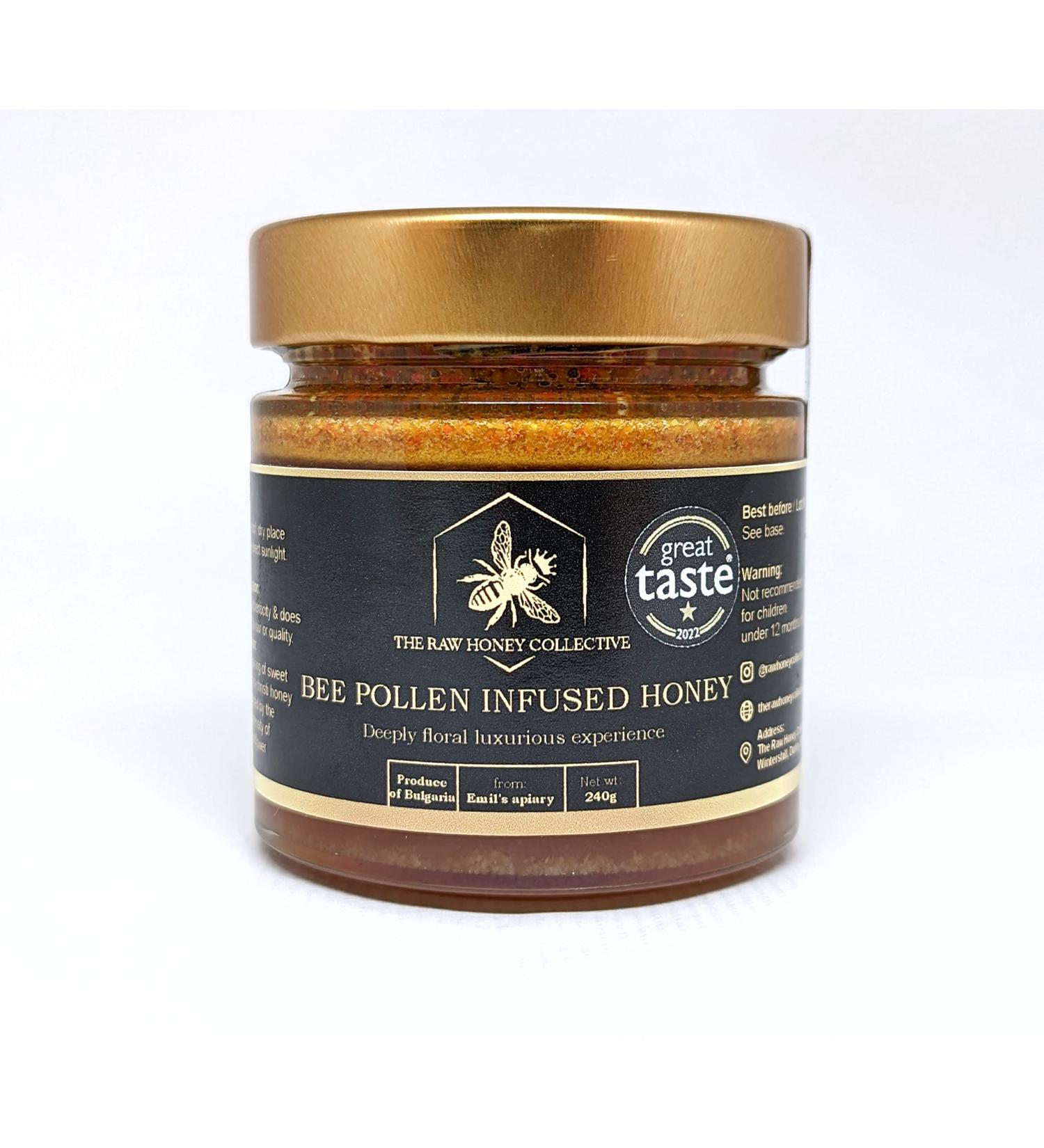 Award Winning Bee Pollen Infused Honey 240g (1 Star Great Taste Award 2022) - Buy Online on SooperMarket.com