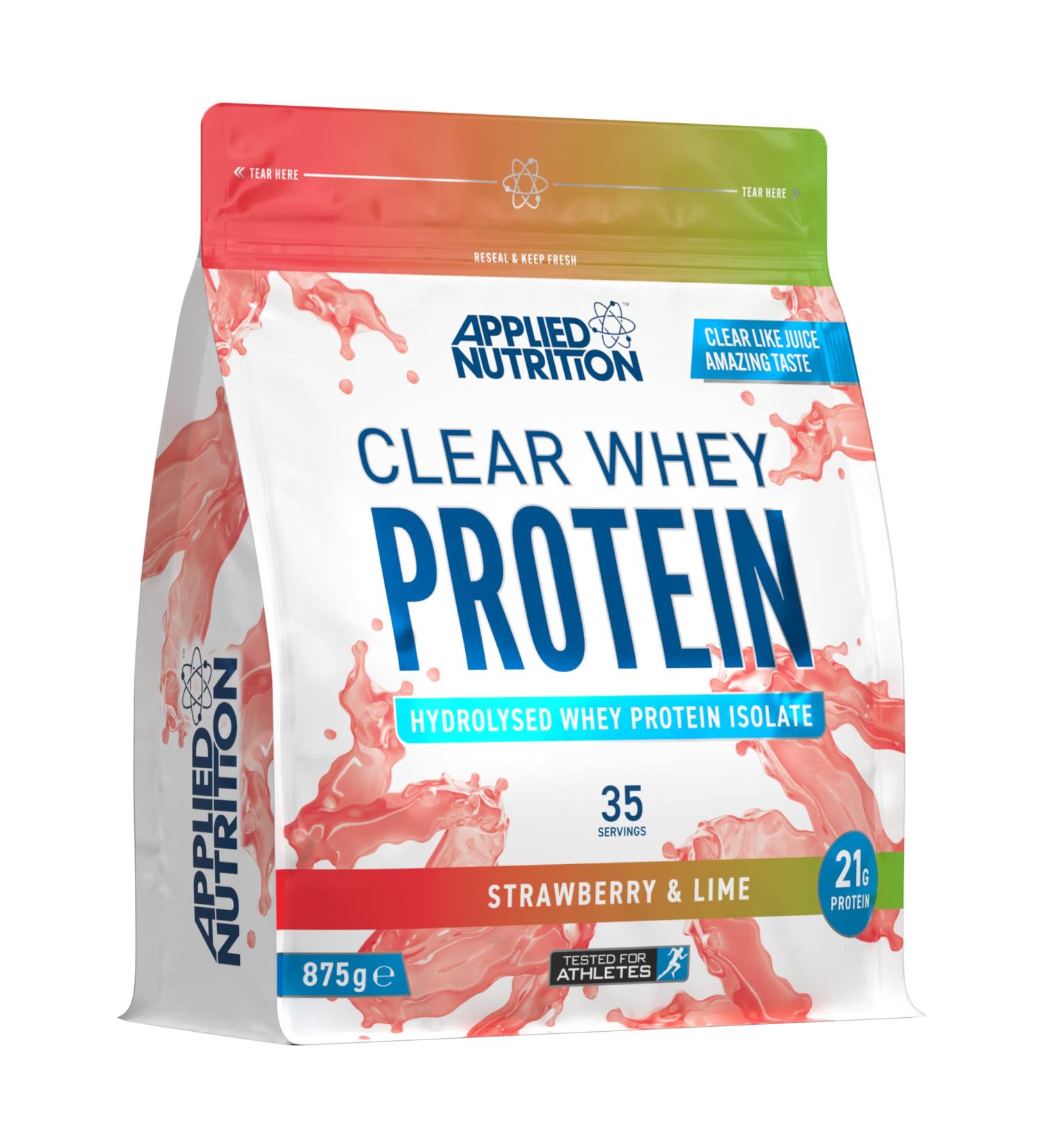 Applied Nutrition Clear Whey Isolate - Whey Protein Isolate Refreshing High Protein Powder Fruit Juice Style Flavours (Strawberry & Lime) (875g - 35 Servings) Strawberry & Lime 35 Servings (Pack of 1) - Buy Online on SooperMarket.com