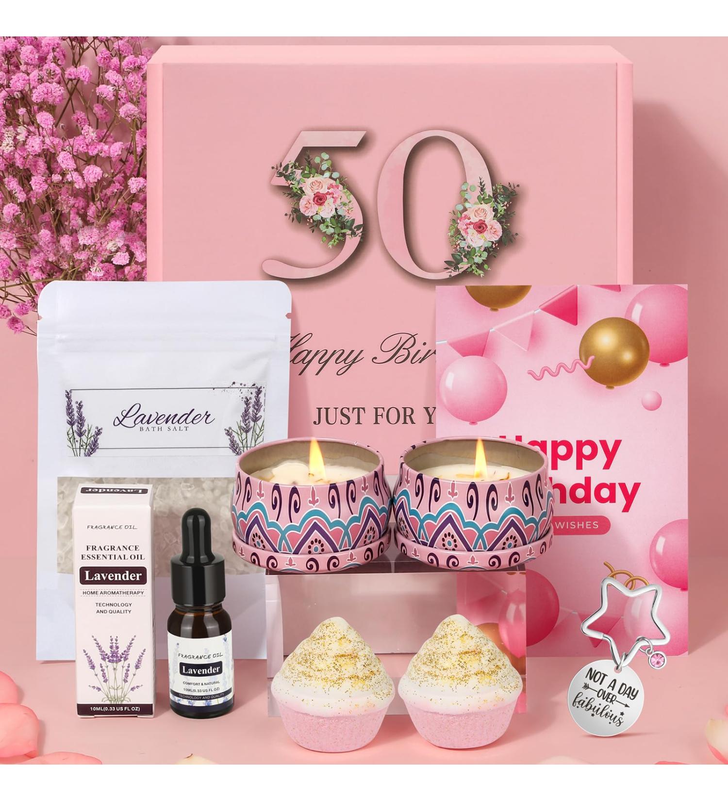 50th Birthday Pamper Gift Set for Women | Relaxation Spa Kit for Mum, Sister, Friend | Self Care Bath Gift Hamper | Perfect Birthday Present for Her - Buy Online on SooperMarket.com